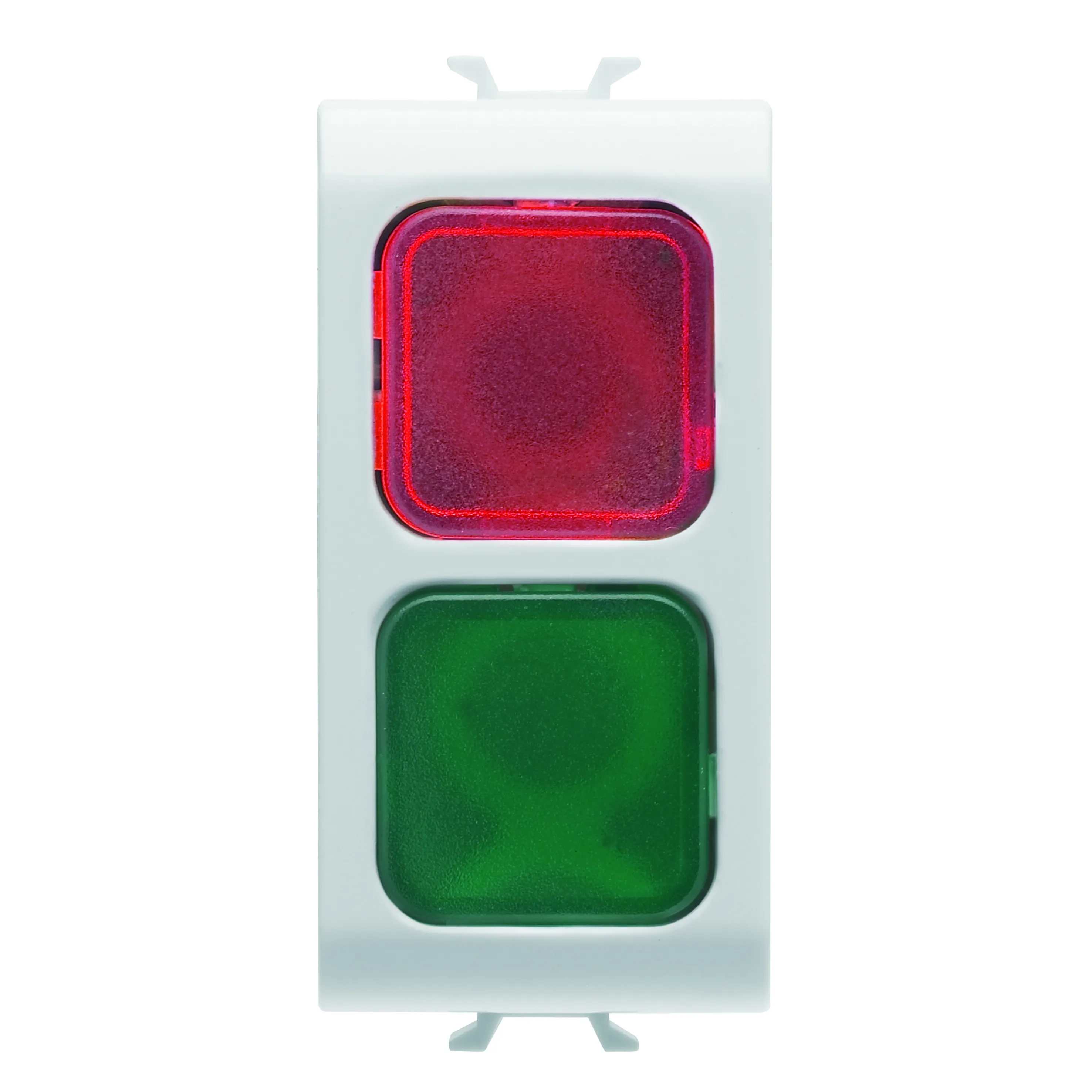 Lampa, indicatoare, dubla, rosu/verde, 1, modul, alb, satinat, Gewiss, Chorus, GW15629