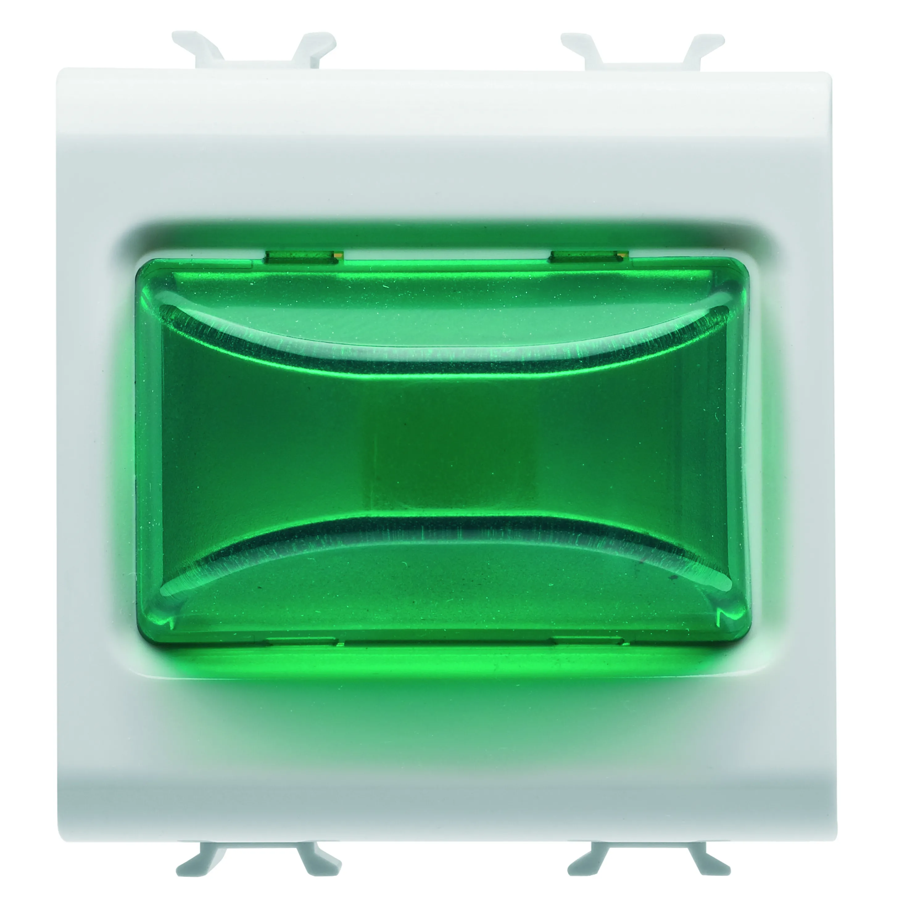 Lampa, indicatoare, proeminenta, 12V, c.a./c.c., /, 230V, c.a., 50/60, Hz, verde, 2, module, alb, satinat, Gewiss, Chorus, GW15632