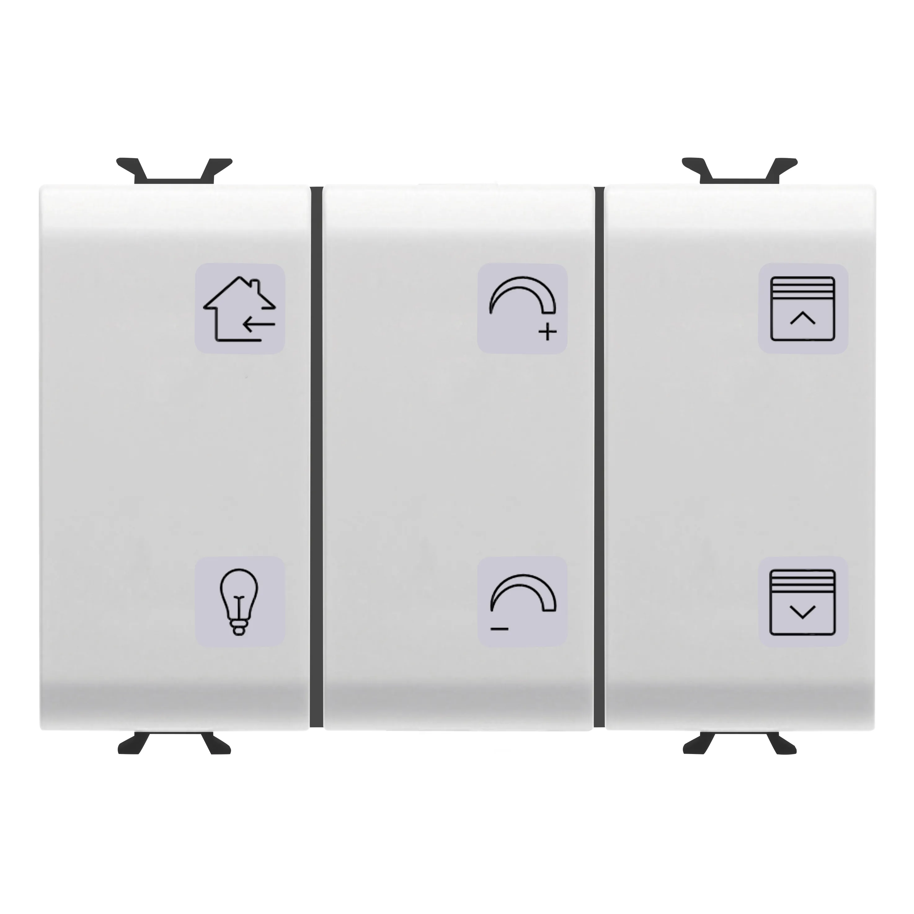 Panou, cu, butoane, cu, simboluri, interschimbabile, cu, dispozitiv, de, actionare, KNX, 6+1, canale, 3, module, alb, satinat, Gewiss, Chorus, GW15784A