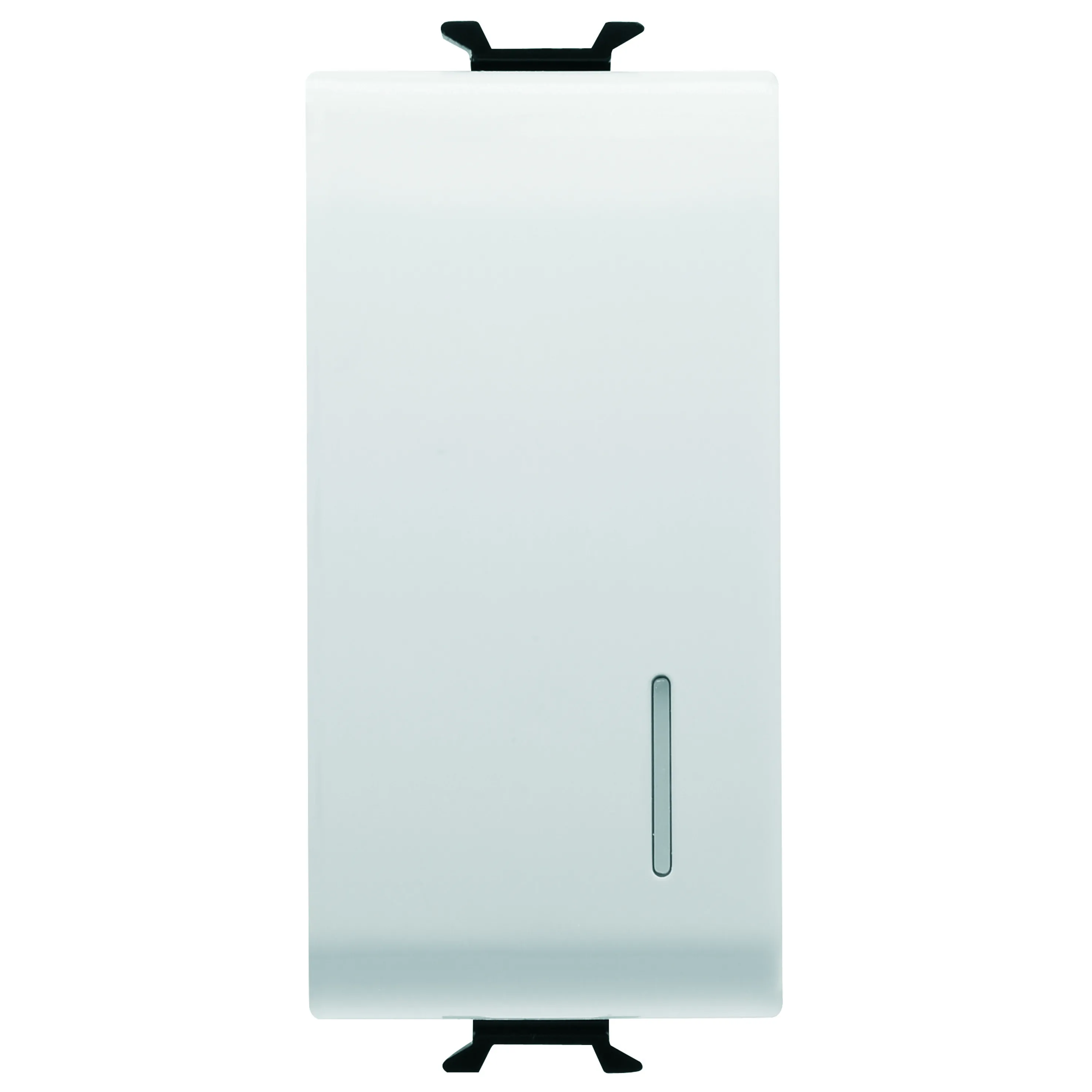 Buton cu revenire electronic soft-click iluminabil din spate cu difuzor pentru interfete contacte magistrala 1P fara potential 1 modul alb satinat Gewiss Chorus GW15913