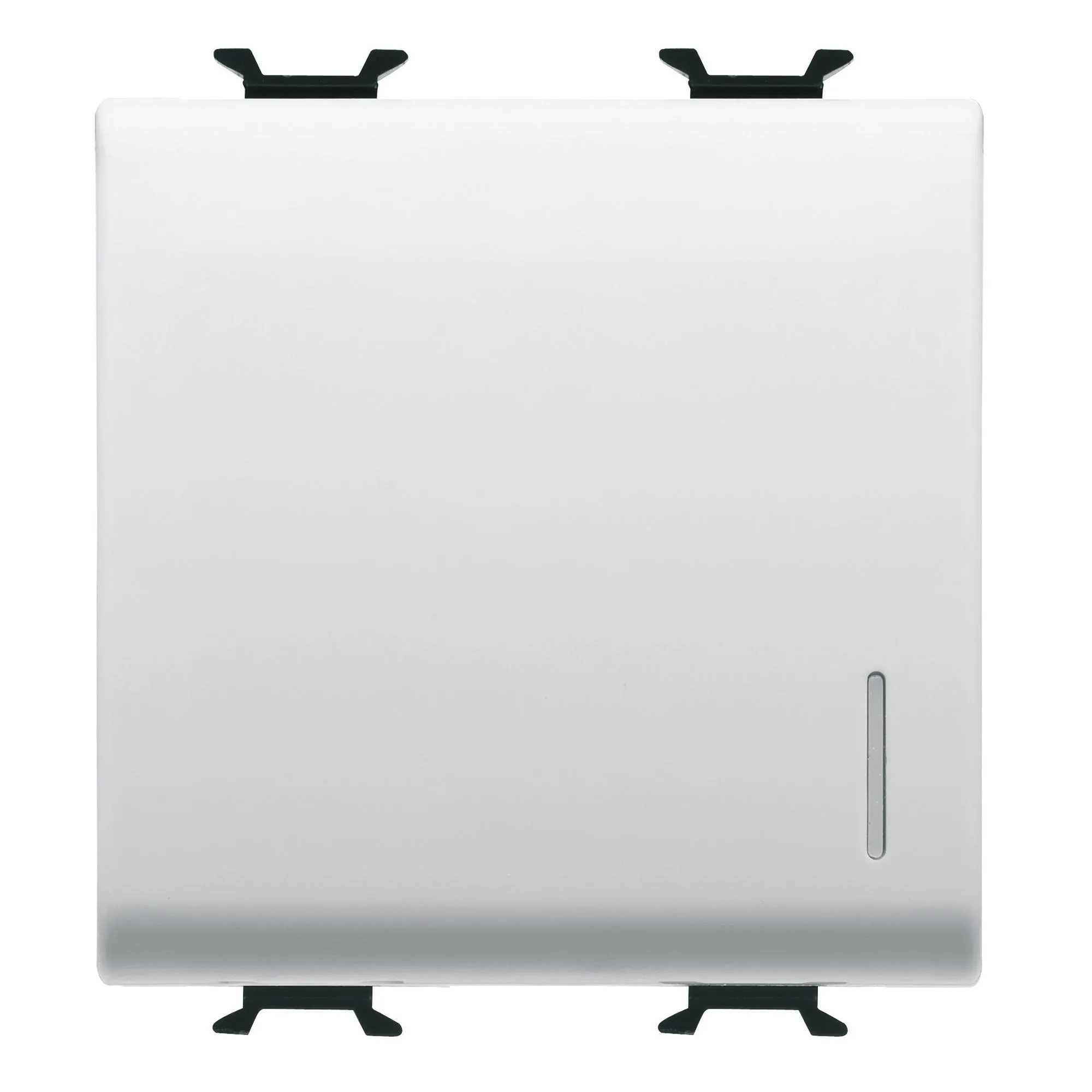 Buton, cu, revenire, electronic, soft-click, iluminabil, din, spate, cu, difuzor, pentru, contactele, magistralei, interf., 1P, fara, potential, 2, module, alb, satinat, Gewiss, Chorus, GW15917