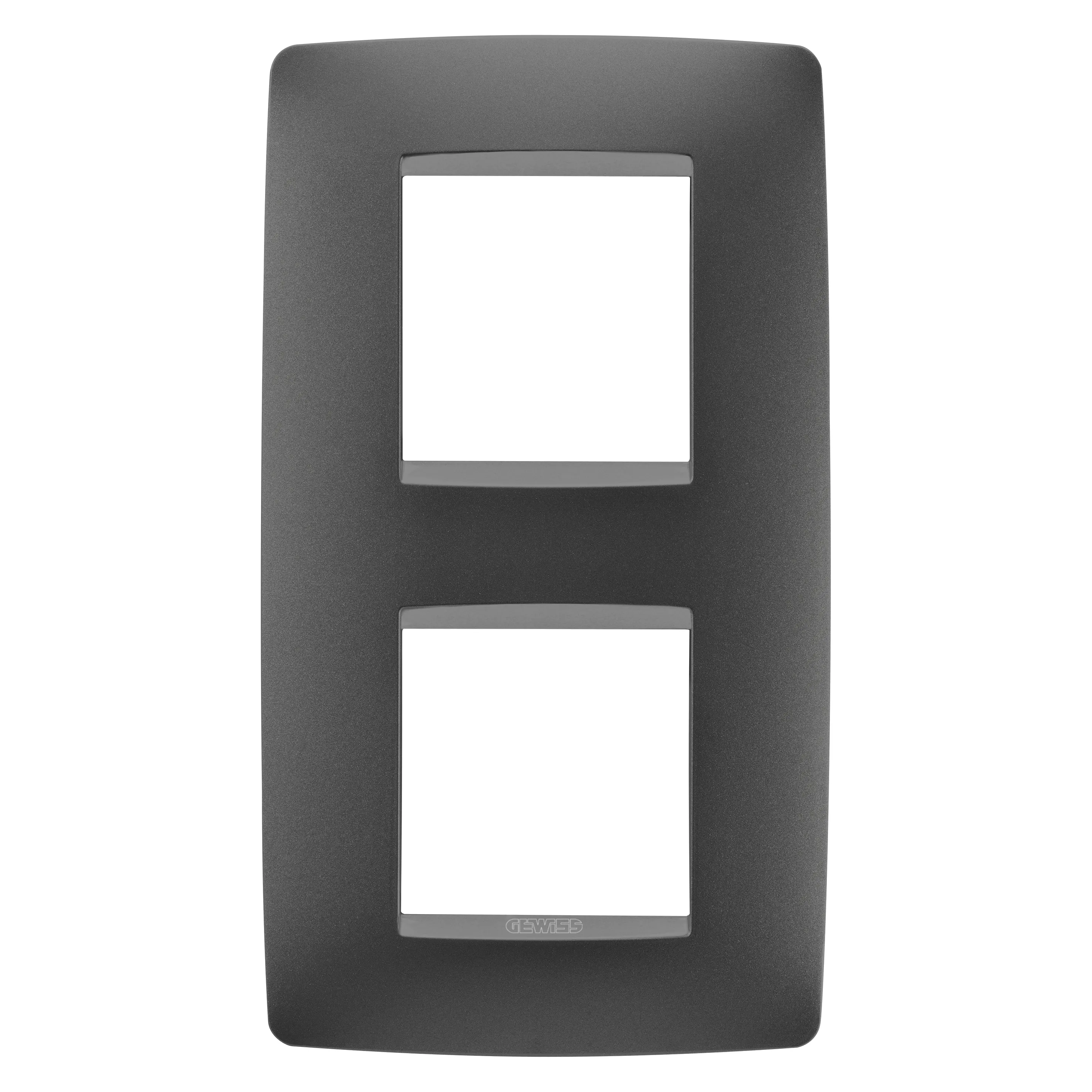 Placa, internationala, One, Gewiss, Chorus, in, tehnopolimer, vopsit, 2+2, module, vertical, negru, satinat, GW16124VN