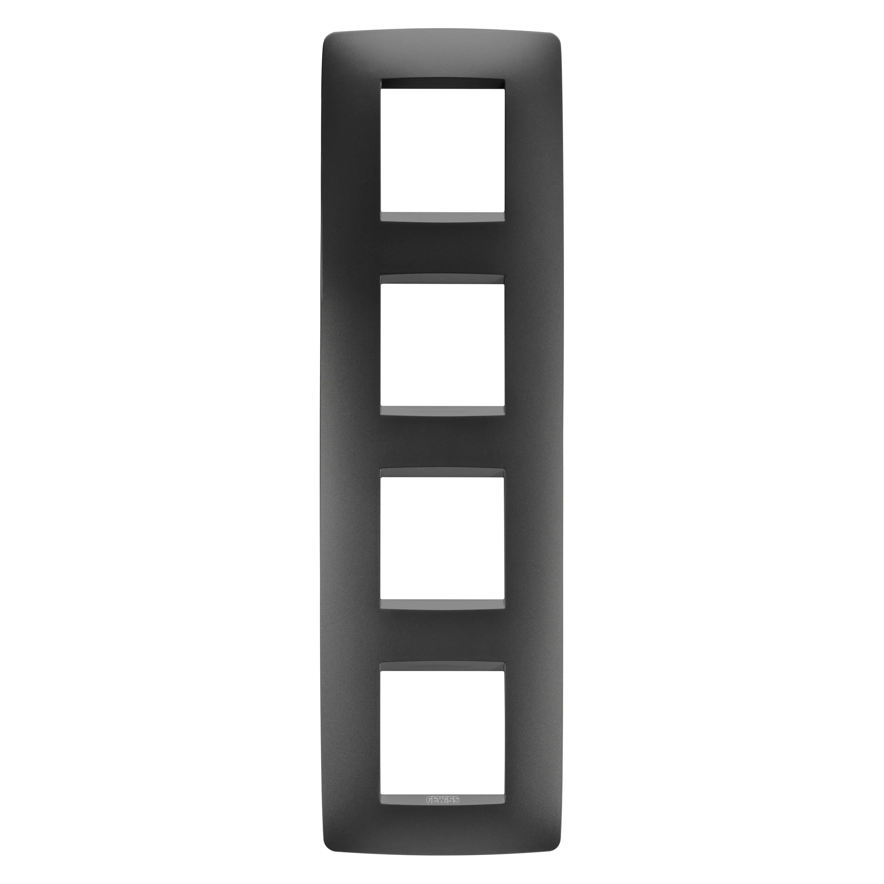 Placa, internationala, One, Gewiss, Chorus, tehnopolimer, vopsit, 2+2+2+2, module, vertical, negru, satinat, GW16129VN