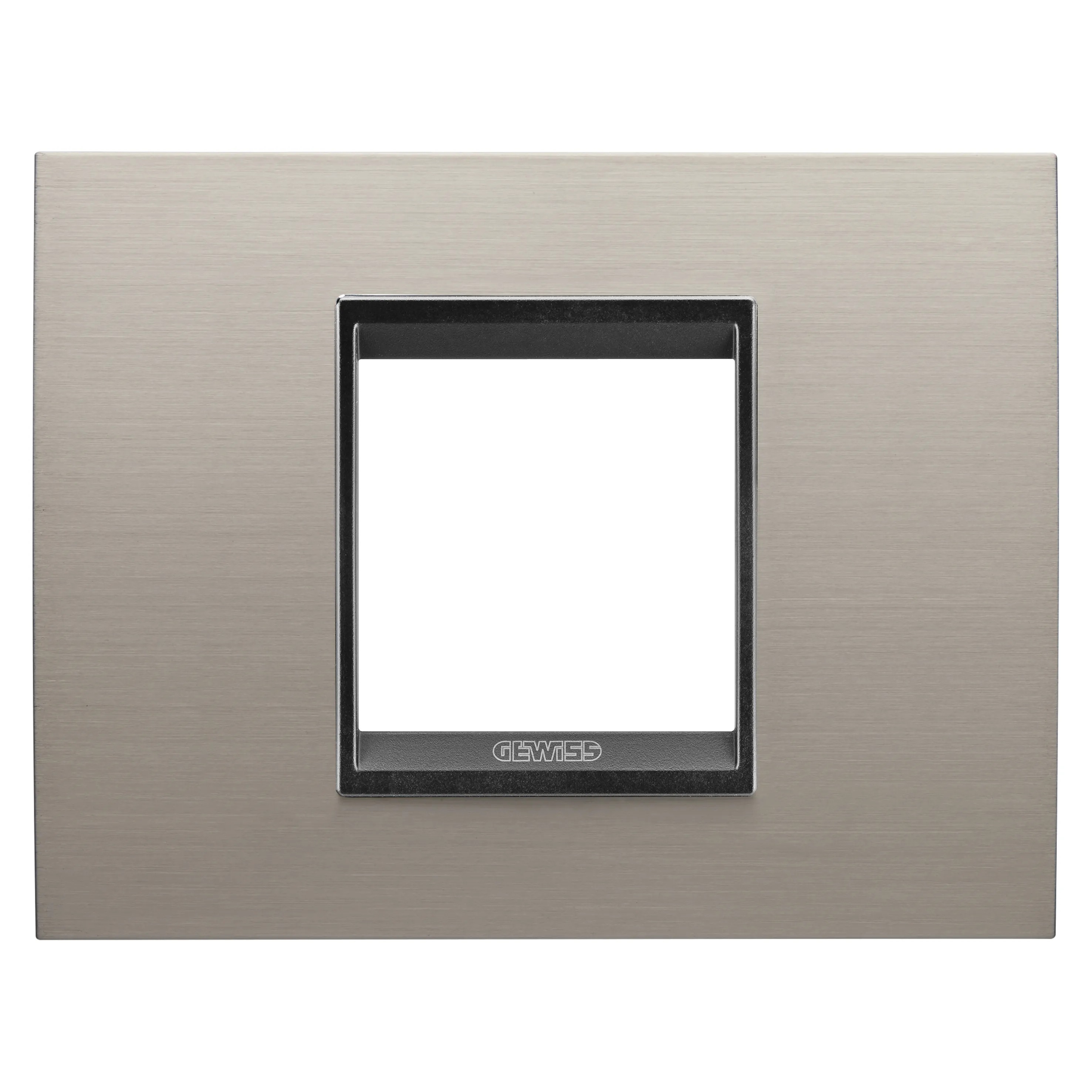 Placa, Lux, Gewiss, Chorus, in, metal, 2, module, aluminiu, periat, lay, cadru, interior, negru, mat, GW16202WS