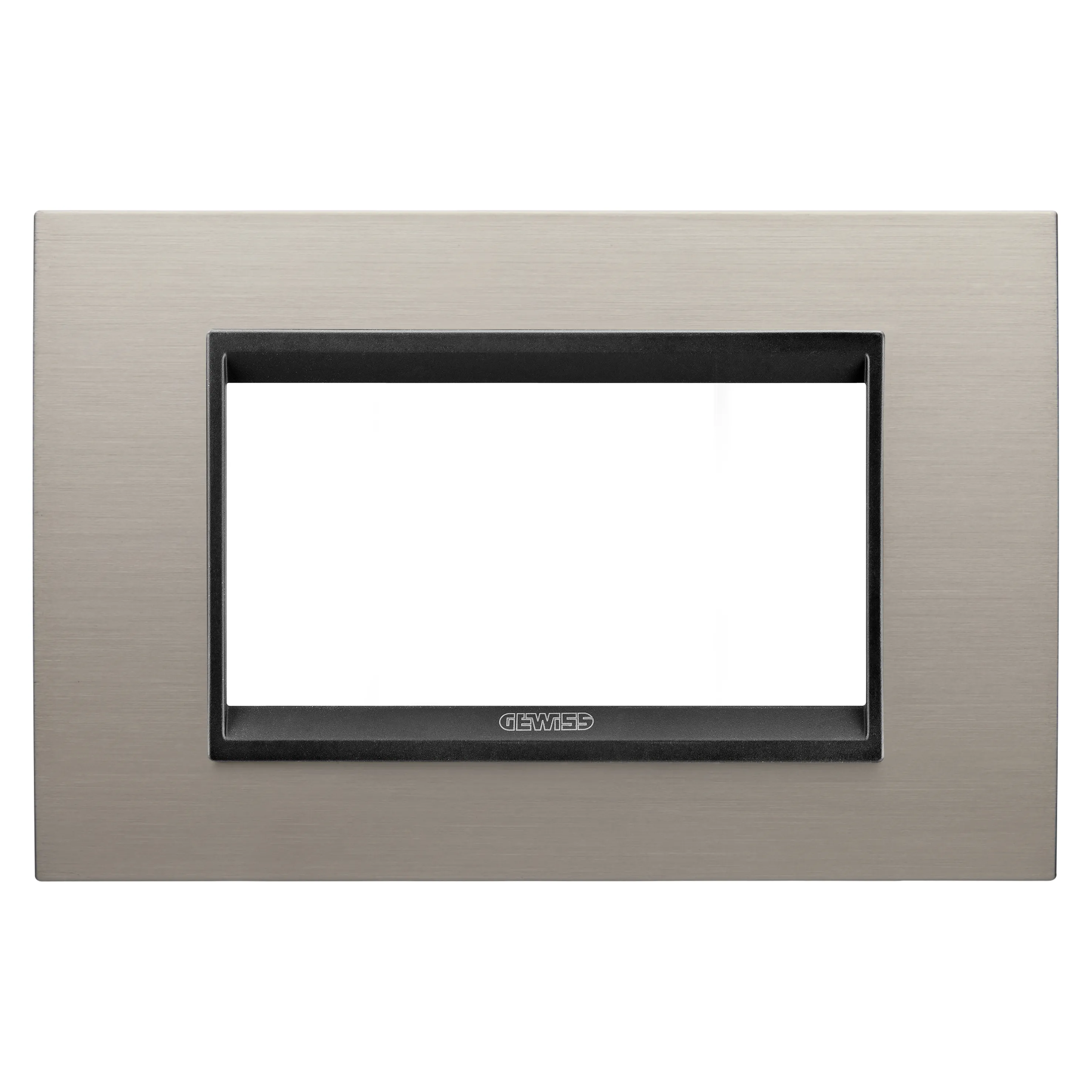 Placa, Lux, Gewiss, Chorus, in, metal, 4, module, aluminiu, periat, lay, cadru, interior, negru, mat, GW16204WS