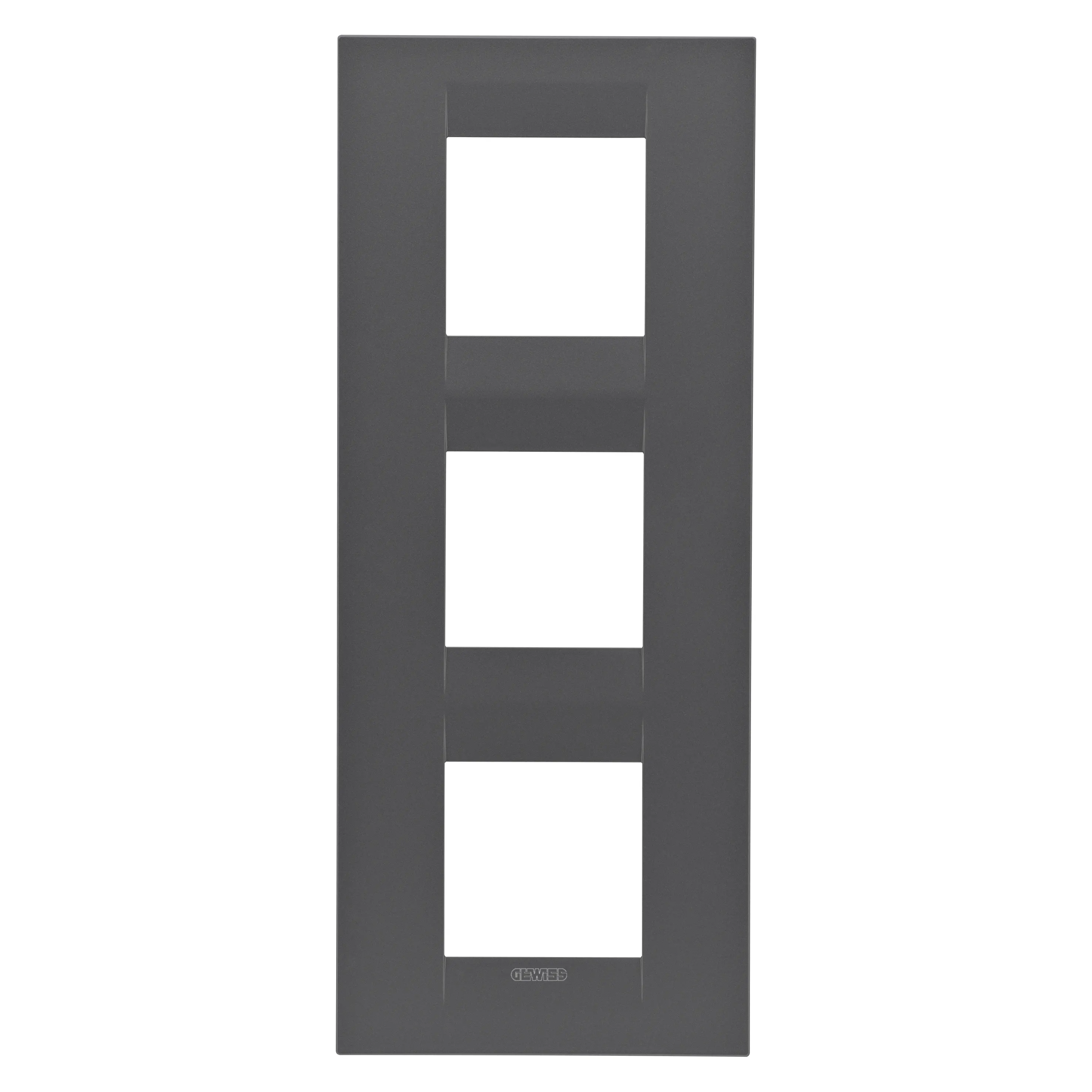 Placa, internationala, Geo, in, tehnopolimer, vopsit, 2+2+2, module, vertical, negru, satinat, Gewiss, Chorus, GW16427VN