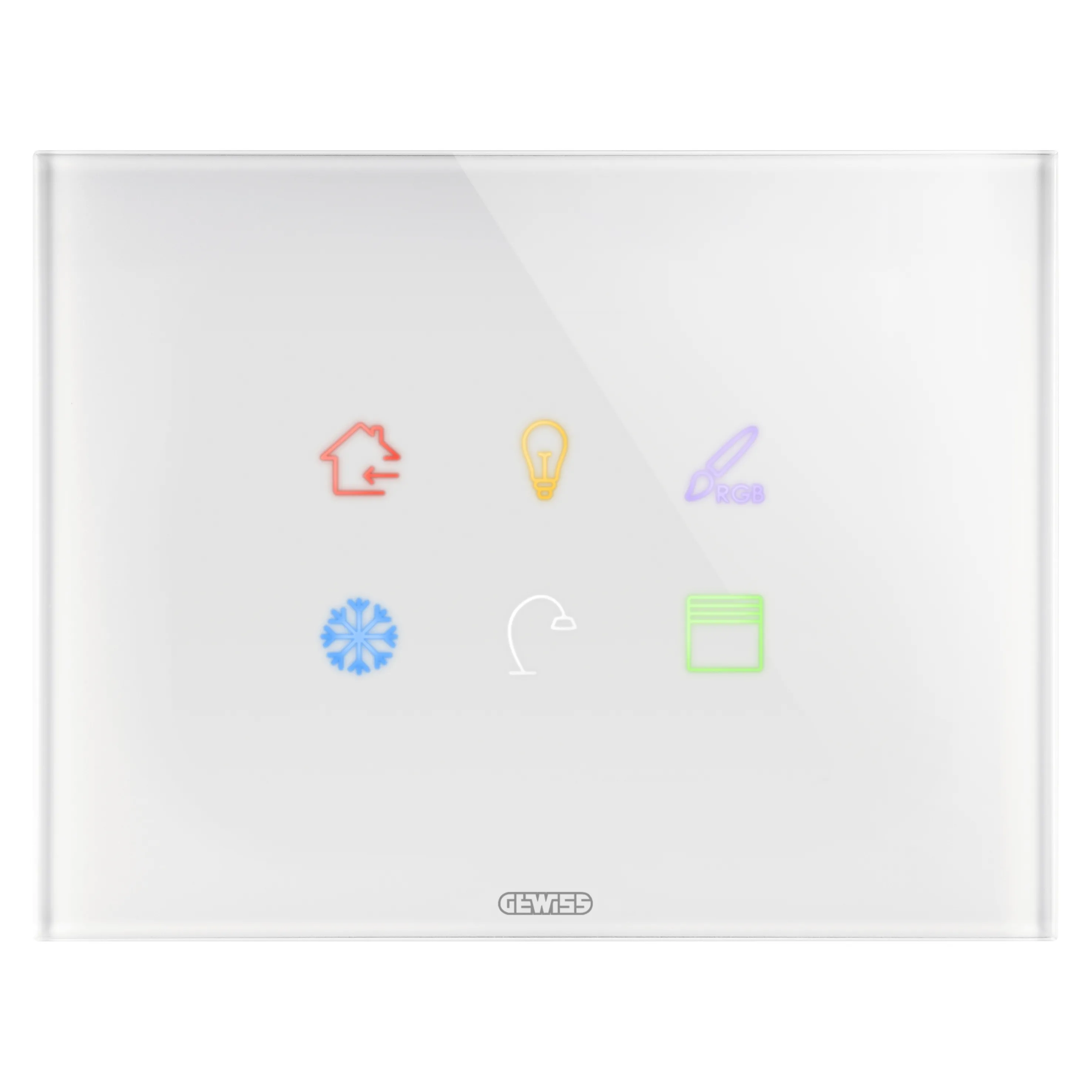 Placa, Tactila, Ice, KNX, Gewiss, Chorus, in, sticla, 6, zone, tactile, alba, GW16946CB