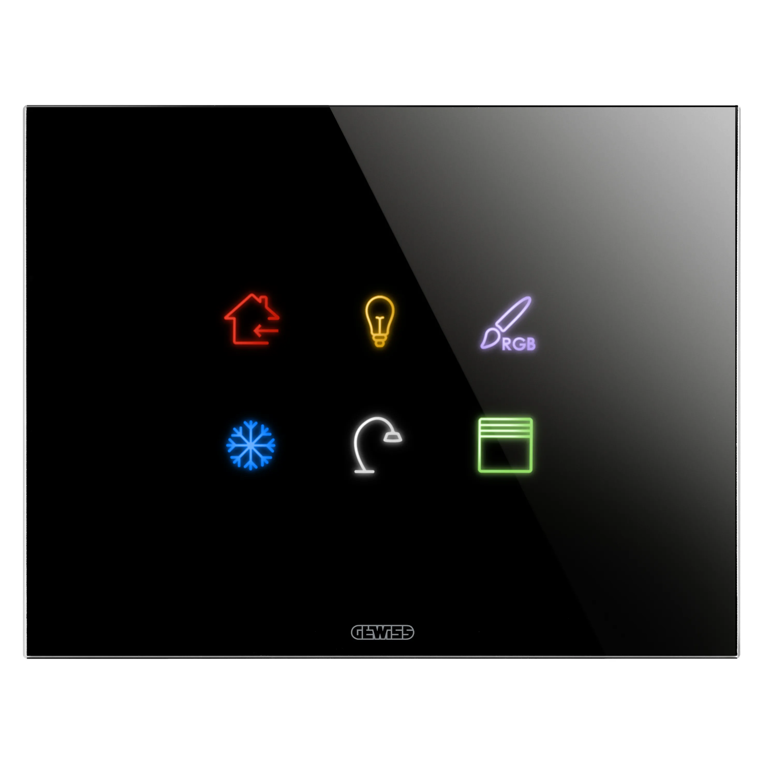 Placa, Tactila, Ice, KNX, Gewiss, Chorus, in, sticla, 6, zone, tactile, negru, GW16946CN