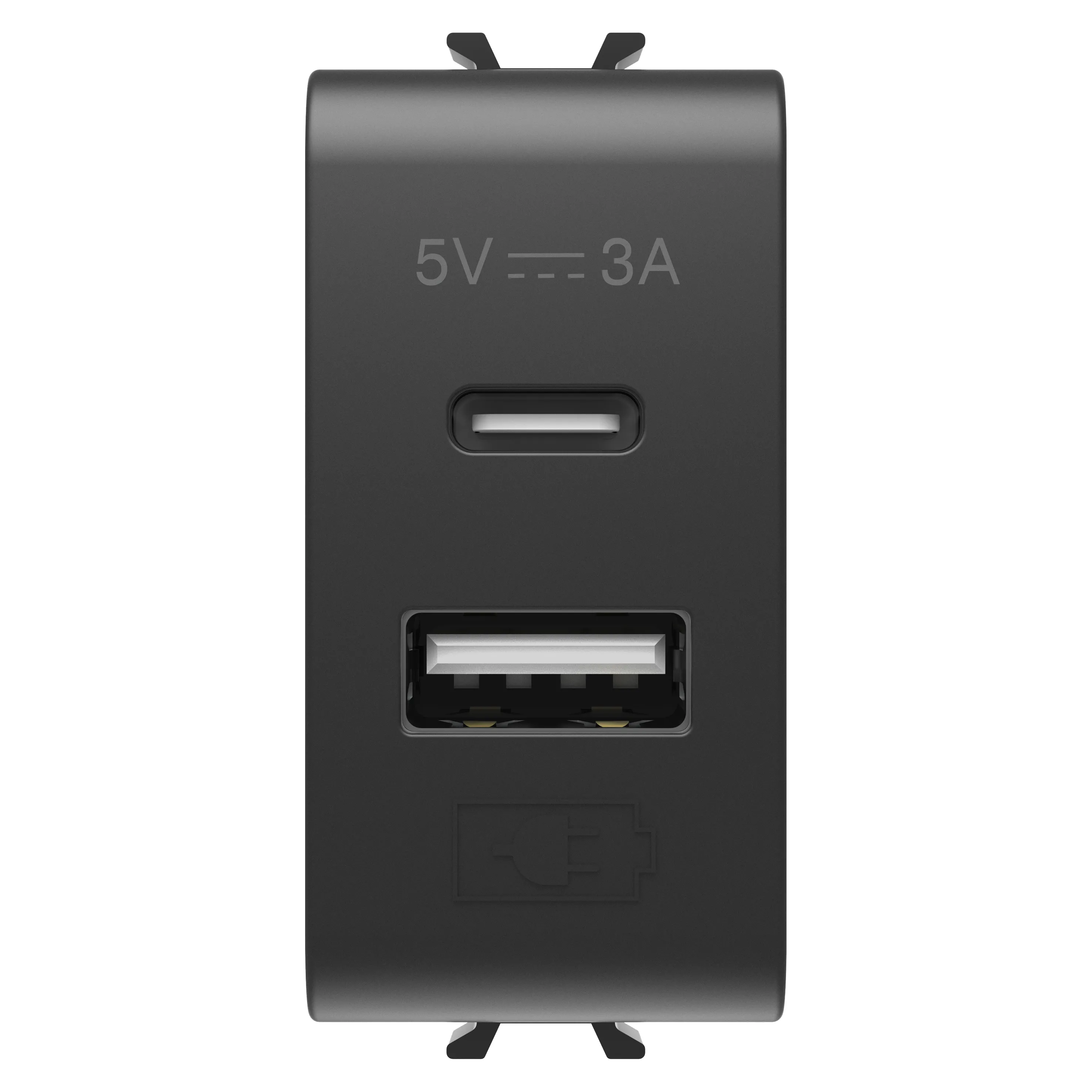 Incarcator, Usb, Tip, A+C, 3A, Negru, Satinat, 1, Modul, Gewiss Chorus GW12449 