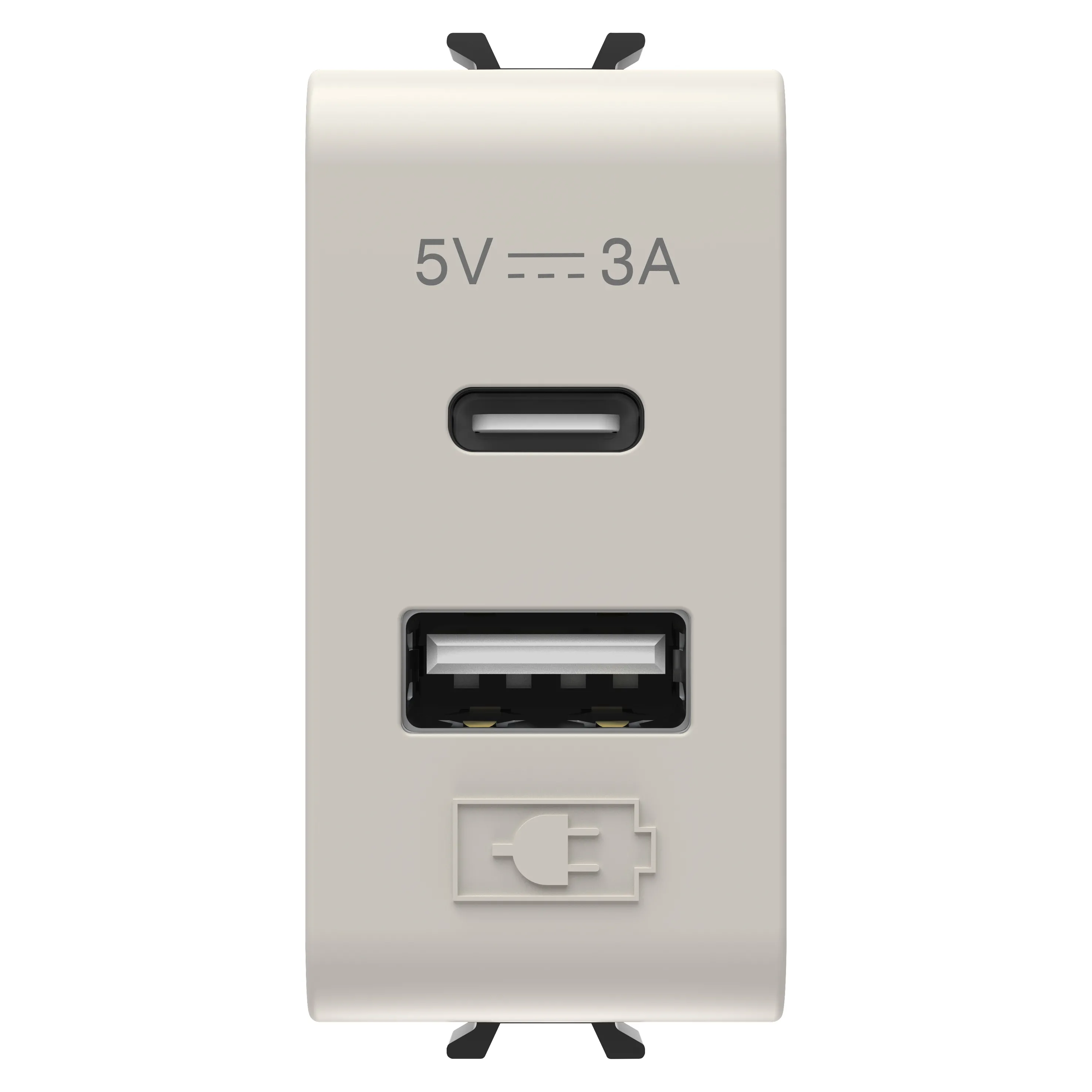 Incarcator, Usb, Tip, A+C, 3A, bej, satinat, Natural, 1, Modul, Gewiss Chorus GW13449 