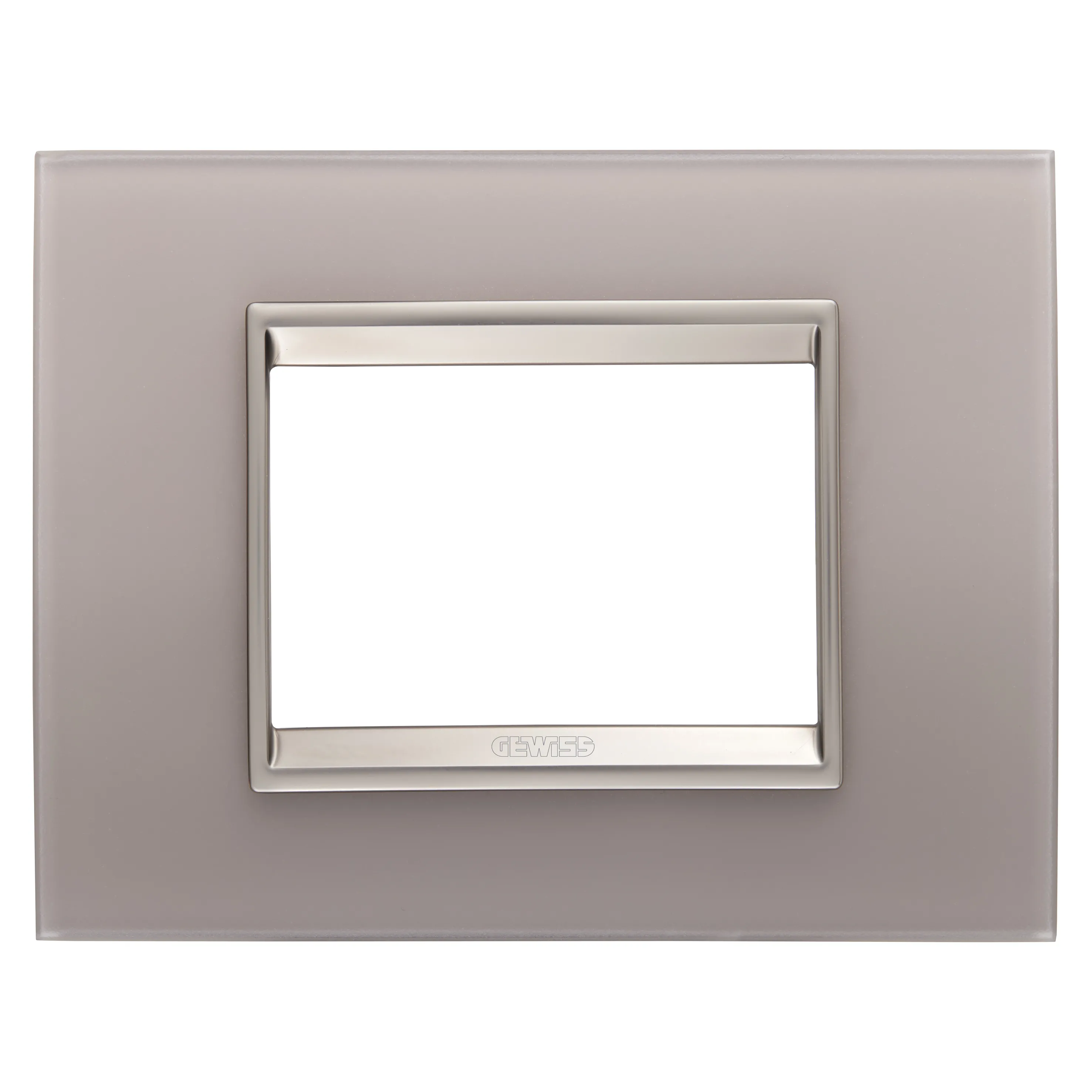 Rama, Ornament, Lux, In, Sticla, 3, Module, Gri, Perlat, Cadru, Interior, Bronz, Mat, Gewiss Chorus GW16203GP