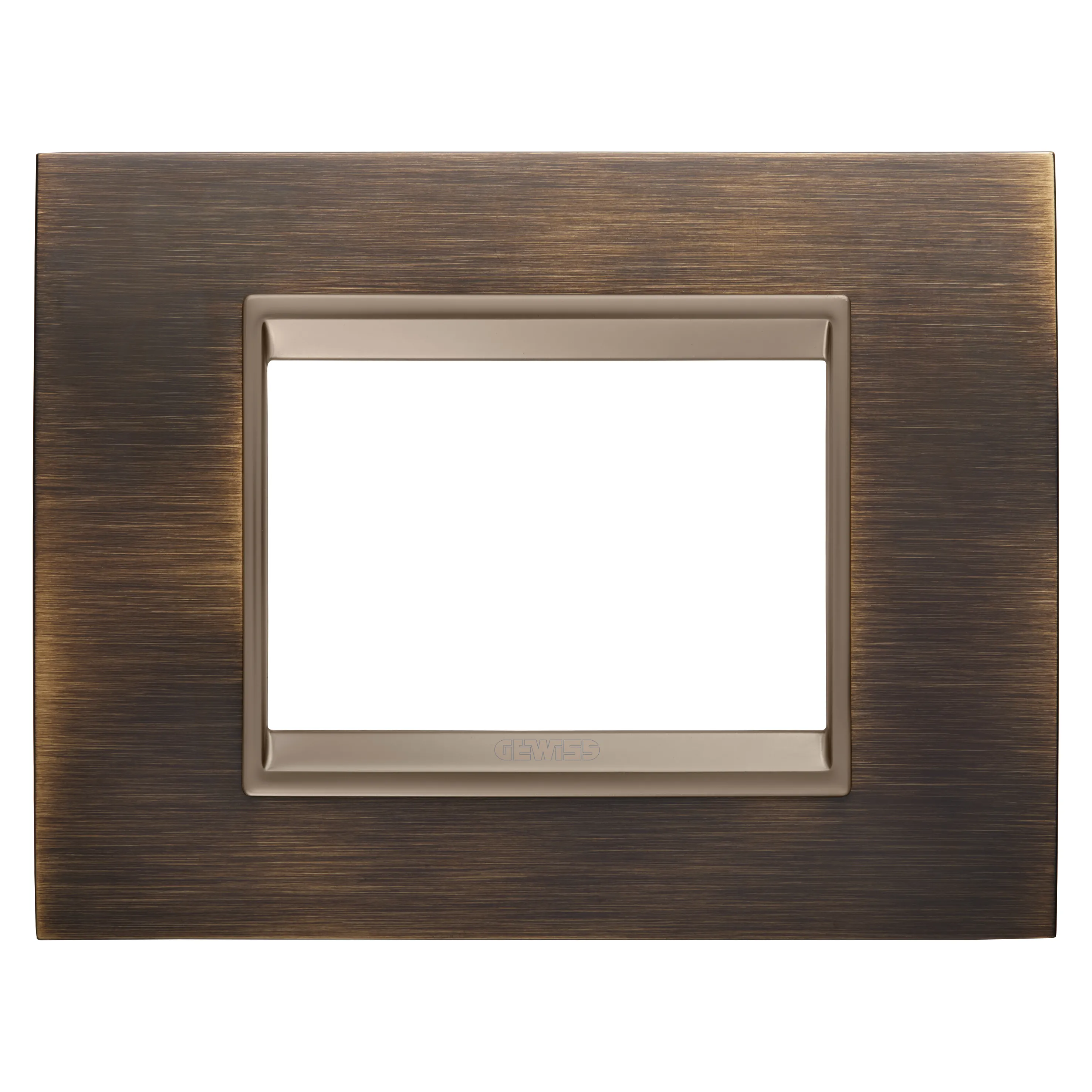 Rama, Ornament, Lux, In, Metal, 3, Module, Alama, Antica, Cadru, Interior, Bronz, Mat, Inchis, Gewiss Chorus GW16203XQ