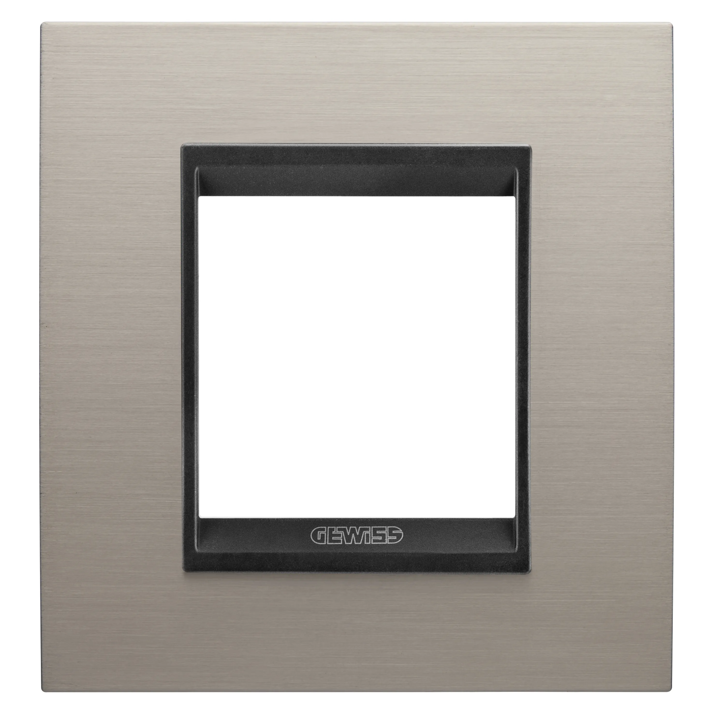 Rama, Ornament, Internationala, Lux, In, Metal, 2, Module, Aluminiu, Periat, Lavy, Cadru, Interior, Negru, Mat, Gewiss Chorus GW16222WS