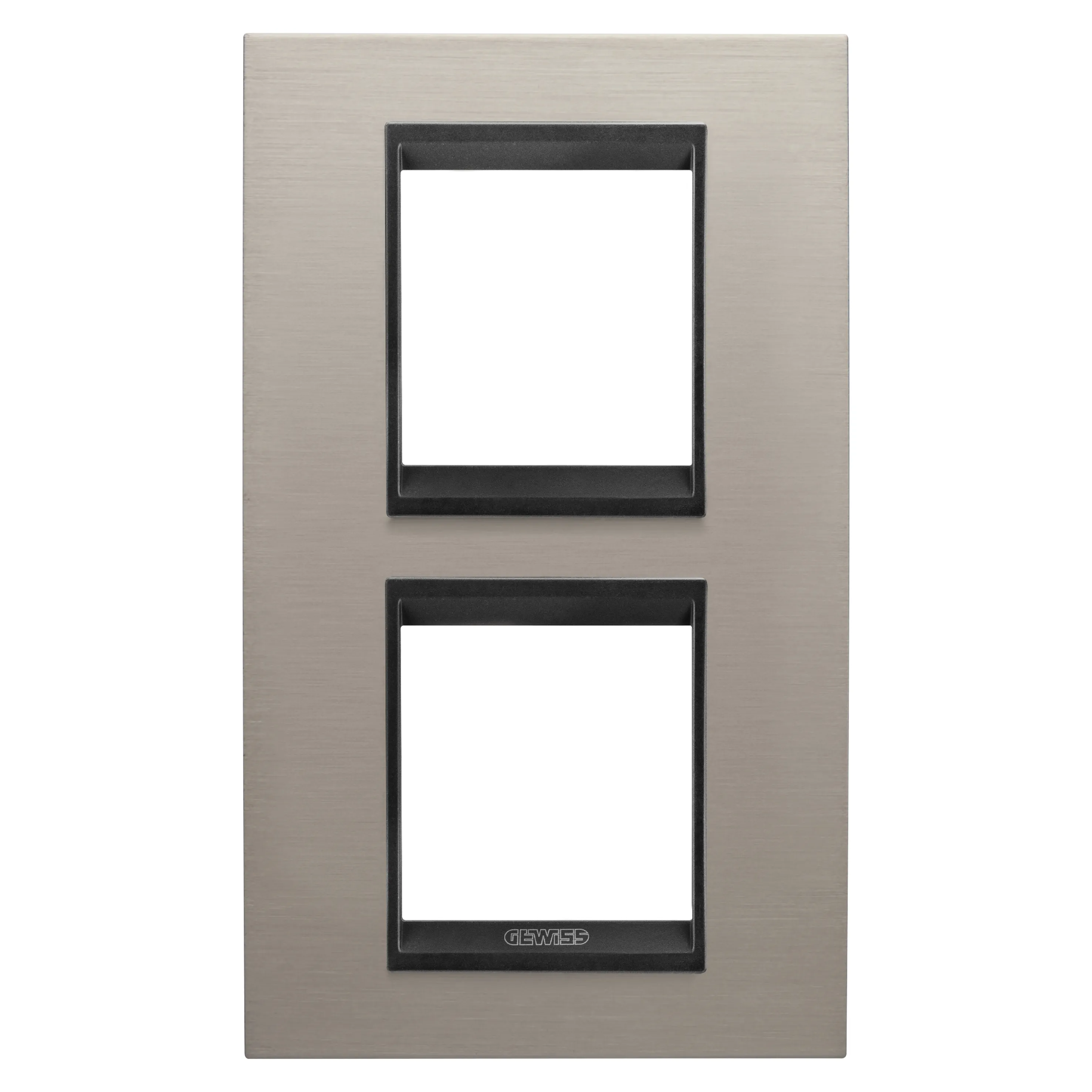 Rama, Ornament, Internationala, Lux, In, Metal, 2+2, Module, Verticale, Aluminiu, Periat, Lavy, Cadru, Interior, Negru, Mat, Gewiss Chorus GW16224WS