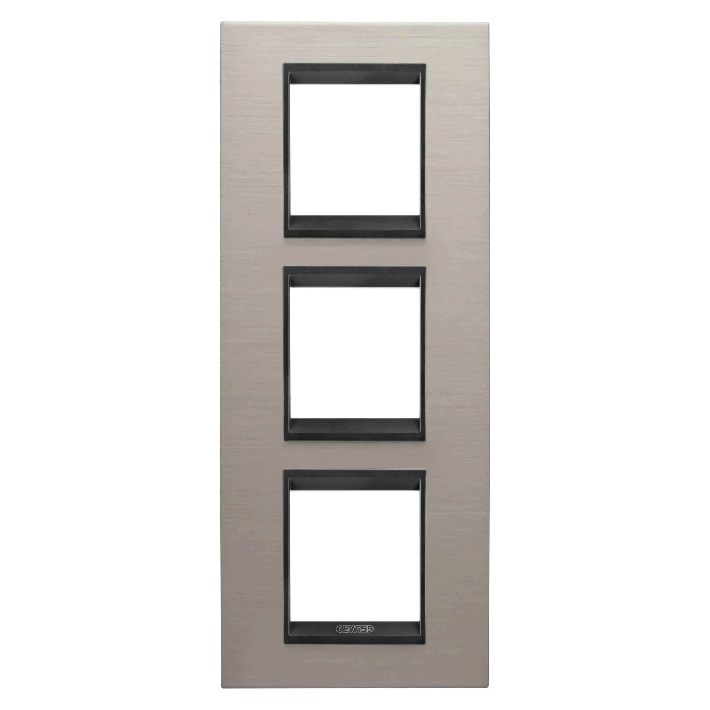 Rama, Ornament, Internationala, Lux, In, Metal, 2+2+2, Module, Verticale, Aluminiu, Periat, Lavy, Cadru, Interior, Negru, Mat, Gewiss Chorus GW16227WS