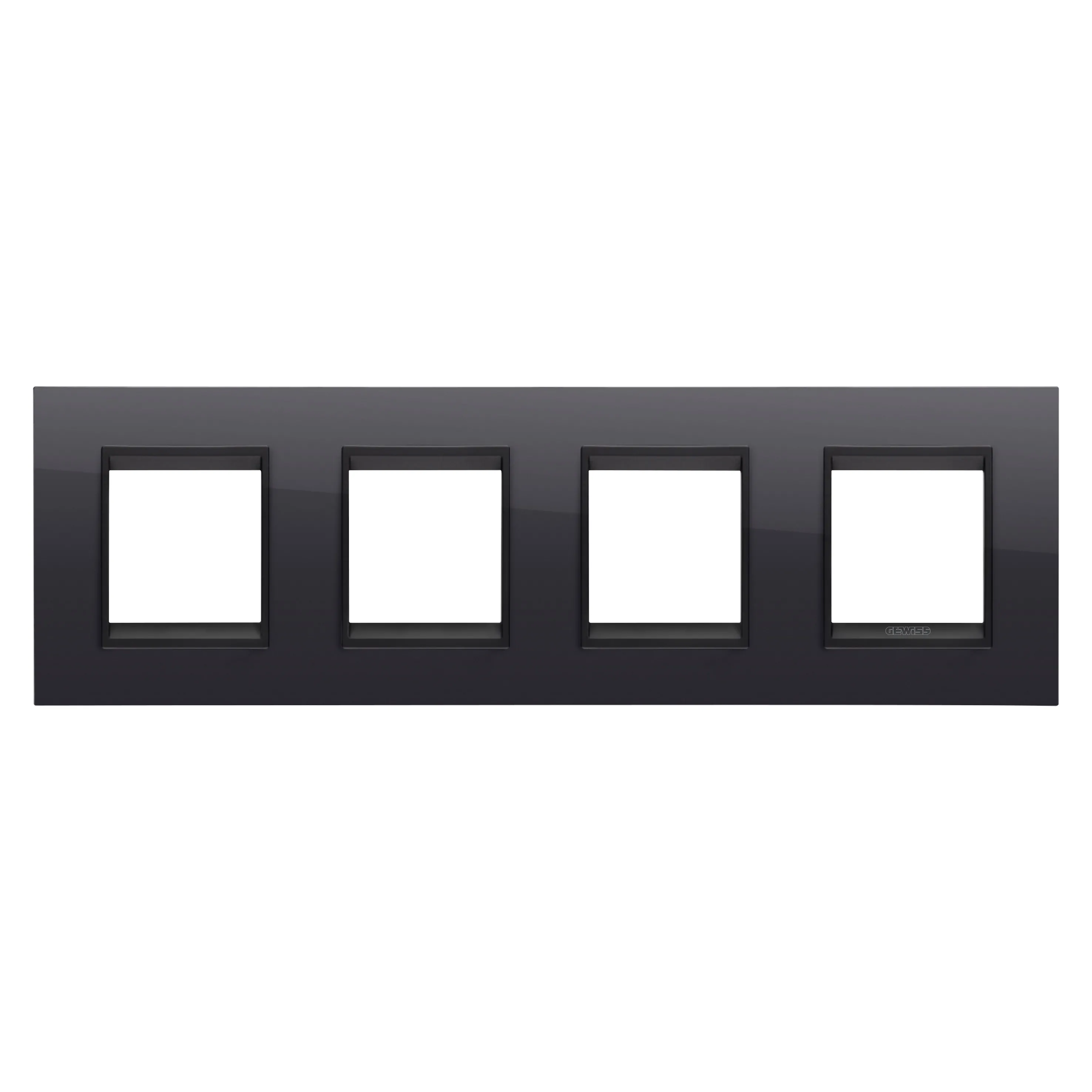 Lux, International, Plate, In, Technopolymer, 2+2+2+2, Module, Orizontale, Toner, Negru, Lavy, Cadru, Interior, Negru, Mat, Gewiss Chorus GW16228YN