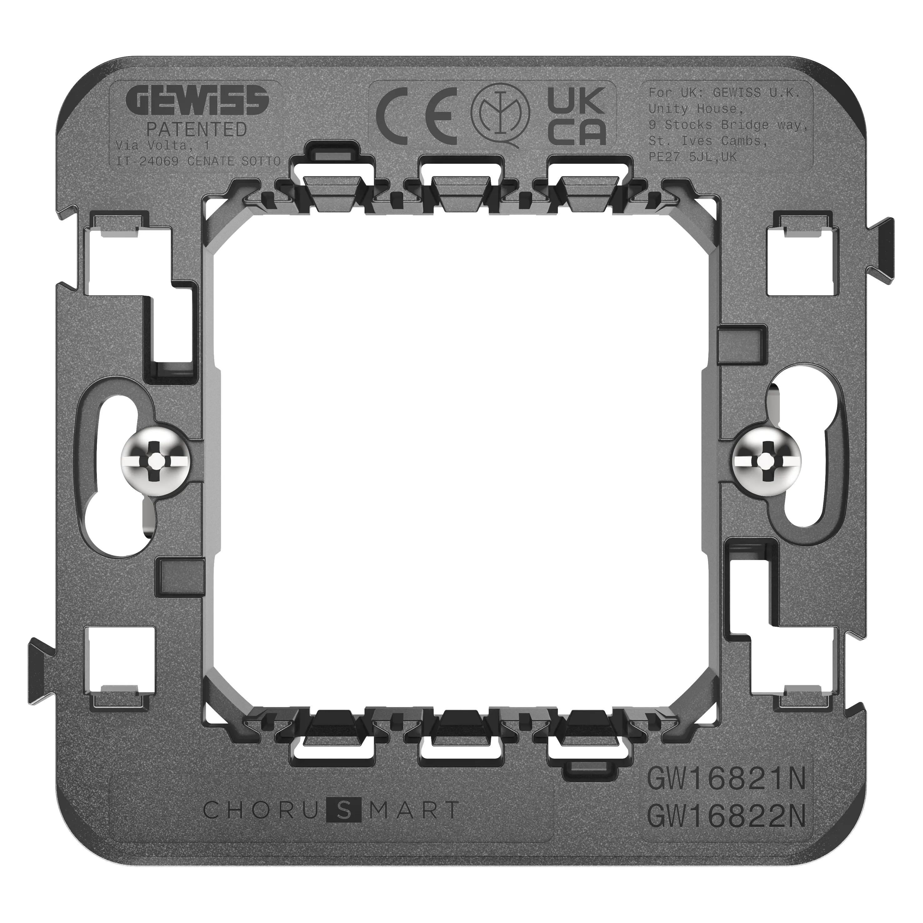 Suport, Standard, International, 2, Circuite, Cu, Ambreiaje, De, Fixare, Pentru, Rama, Ornament, Inteligenta, Ego, Gewiss Chorus GW16821N
