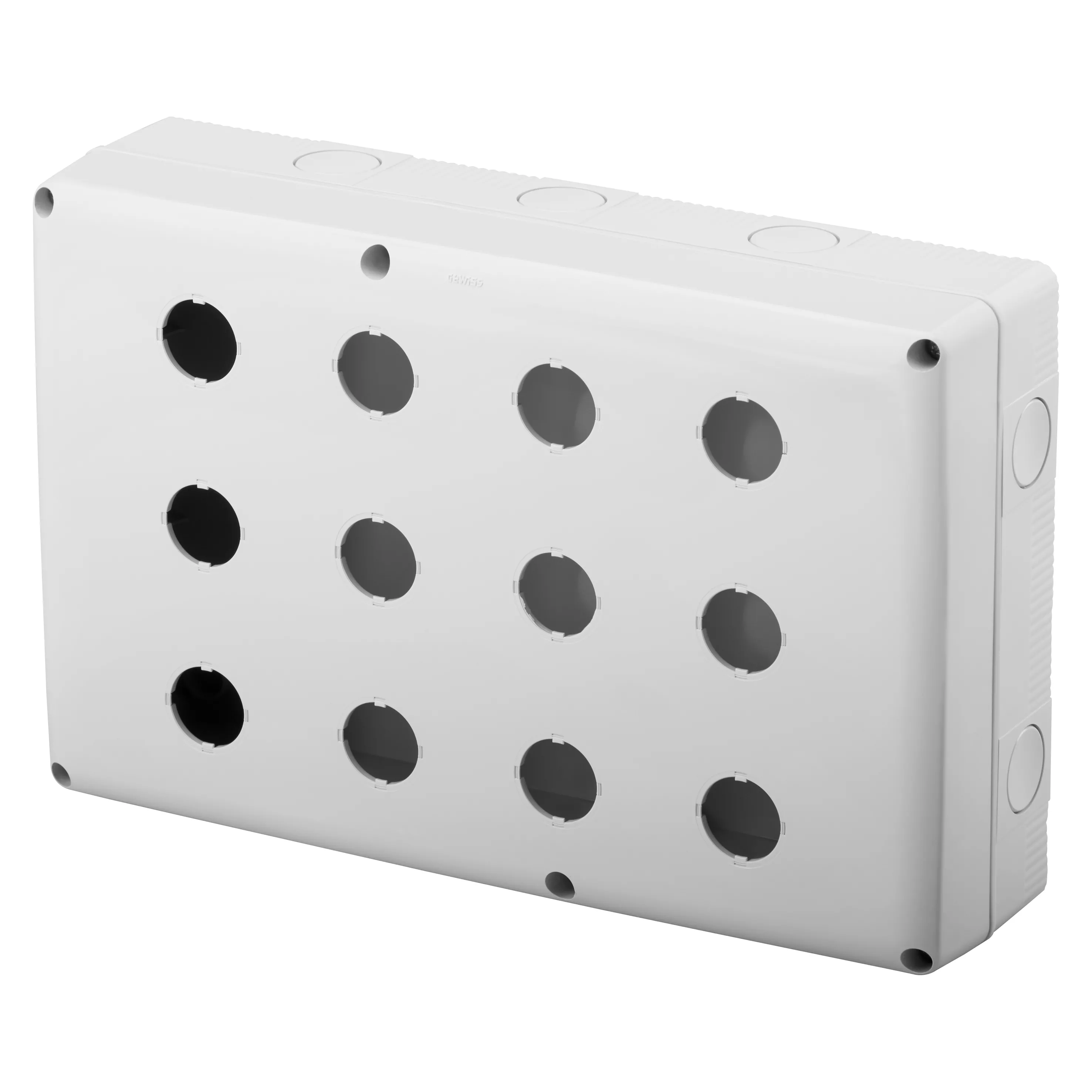 Carcasa, Goala, Pentru, Butoane, De, Comanda., Comenzi, Si, Indicatoare, 12, Circuite, Diametru, 22, Mm, Capac, Gri, Ral, 7035, IP66, Gewiss, System, GW27105