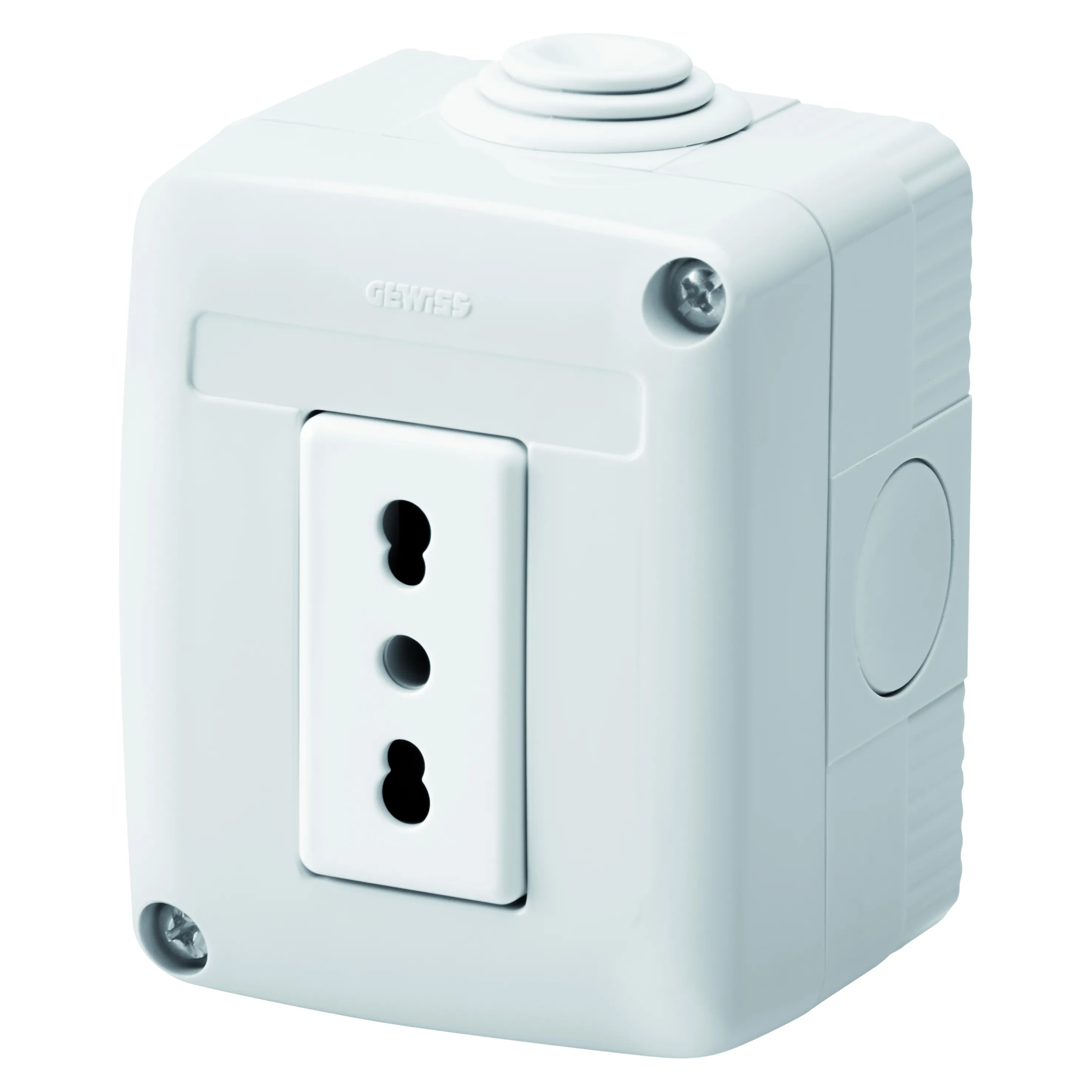 Carcasa, Protejata, Complet, Cu, Dispozitive, De, Sistem, Cu, Priza, 2P+E, 16, A, Cu, Amperaj, Dublu, Standard, Italian, IP40, Gri, Ral, 7035, Gewiss, System, GW27811