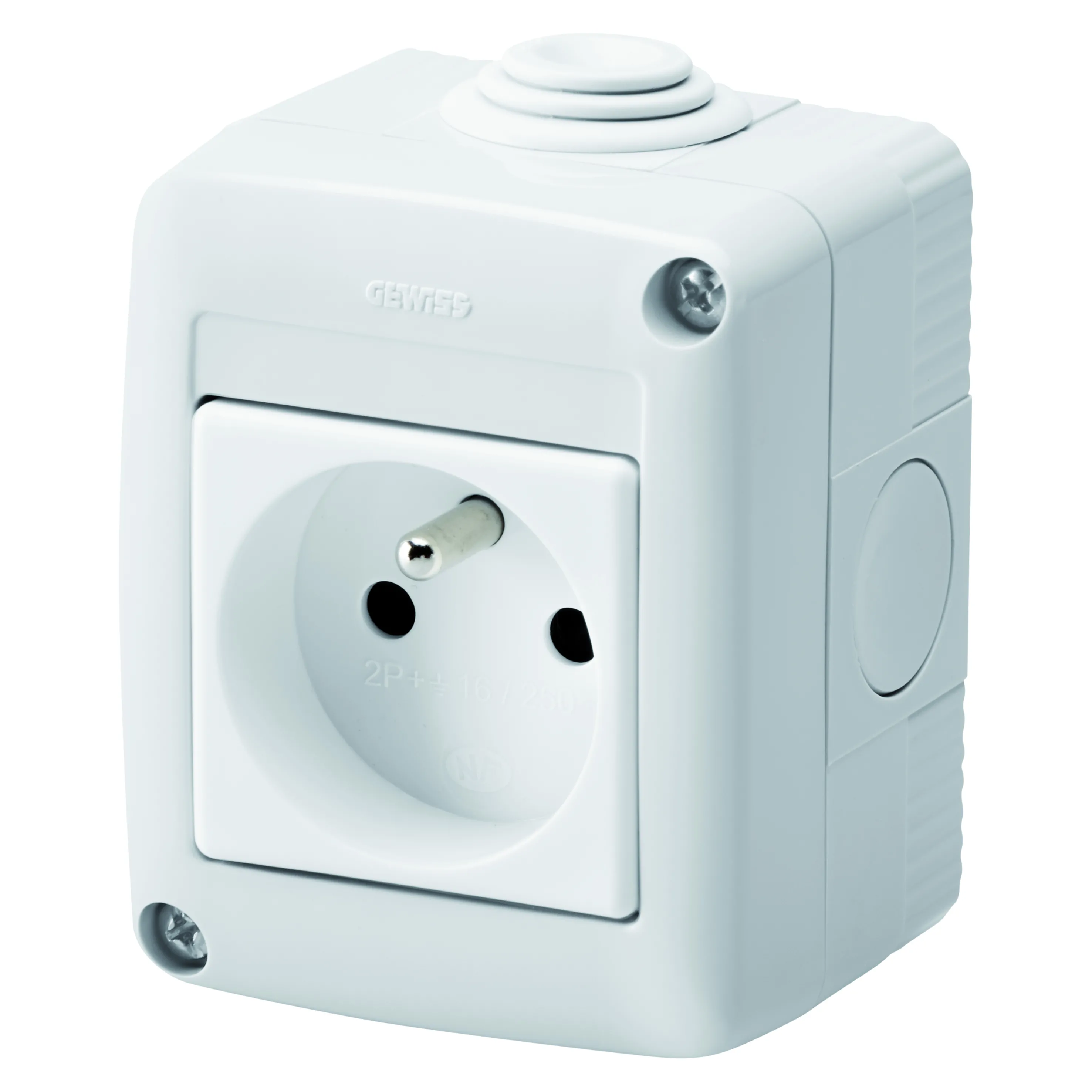 Carcasa, Protejata, Complet, Cu, Dispozitive, De, Sistem, Cu, Priza, 2P+E, 10/16, A, Standard, Francez, IP40, Gri, Ral, 7035, Gewiss, System, GW27815