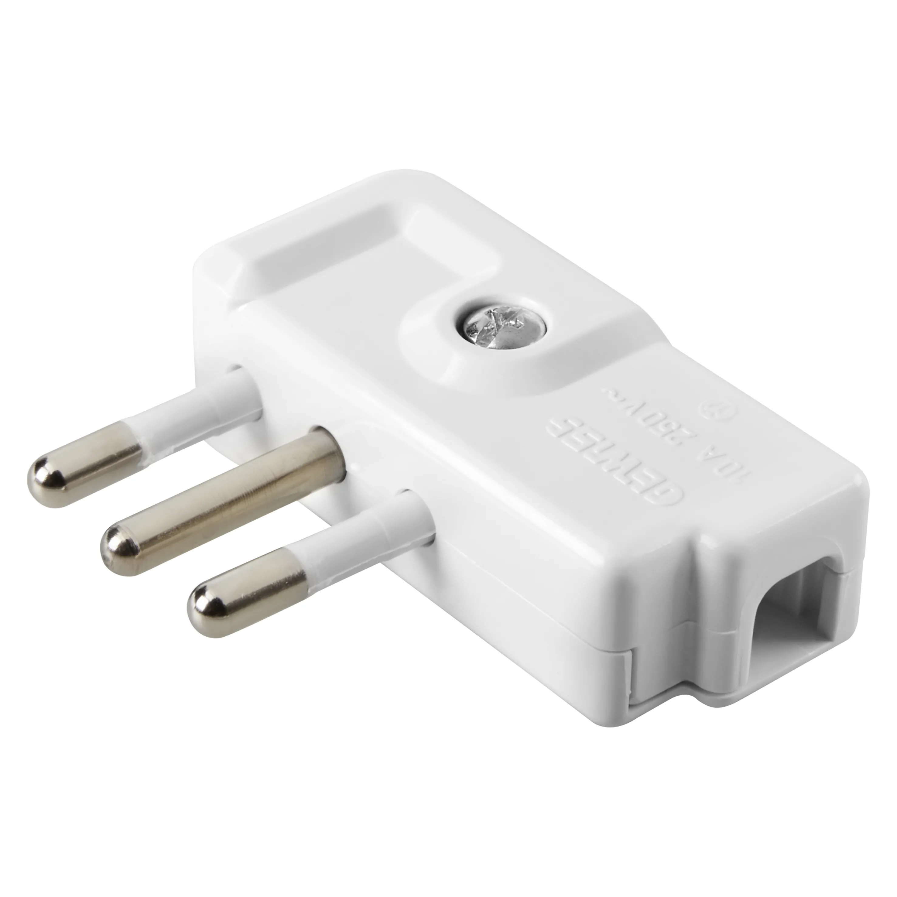 Fisa, Portabila, 90°, Standard, Italian, 2P+E, 10A, 250V, C.A., TIP, Spa11, Alb, Gewiss, System, GW28007