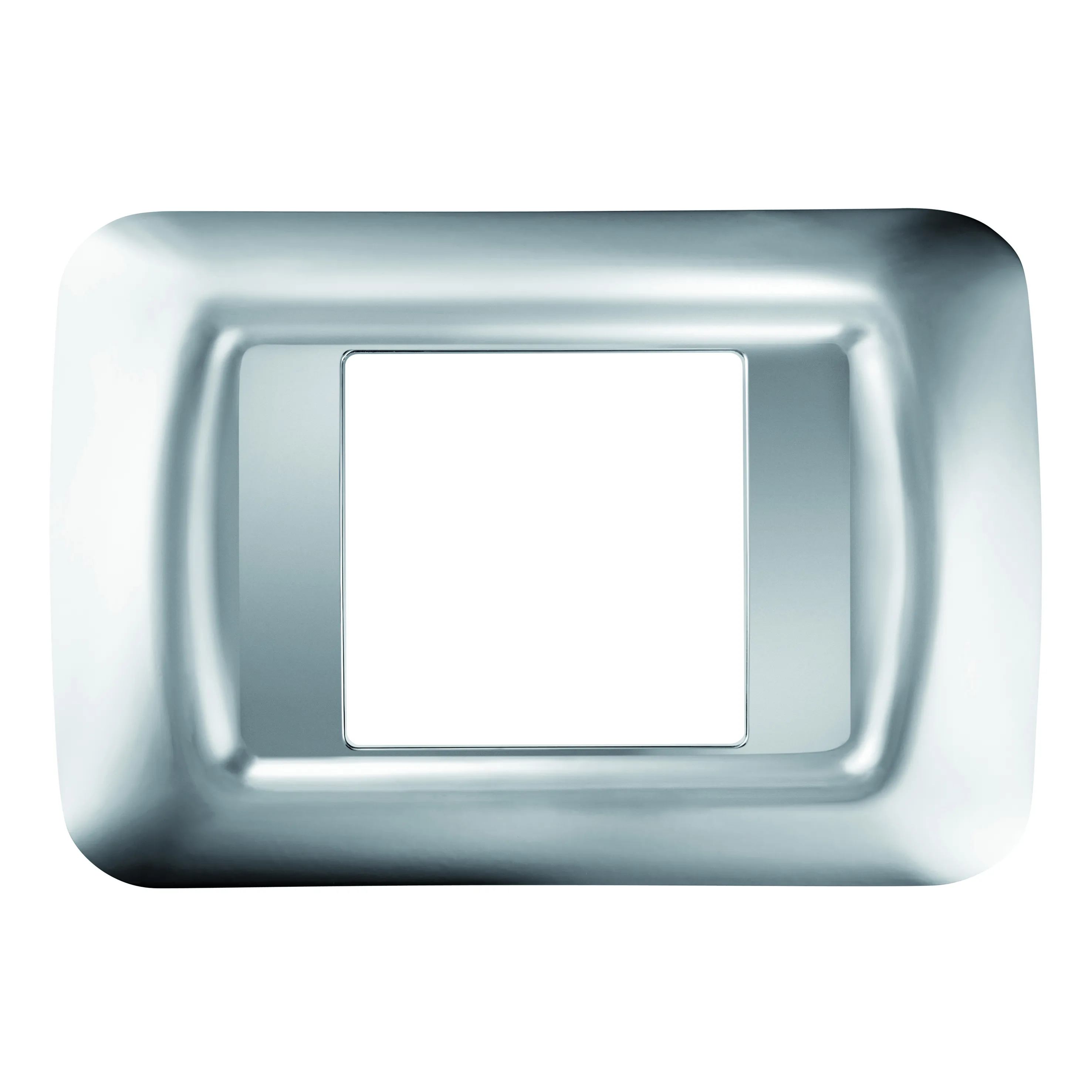 Placa, De, Sistem, Superioara, Cu, Finisaj, Lucios, Din, Tehnopolimer, 2 Module, Crom, Moale, Sistem, Gewiss, System, GW22652