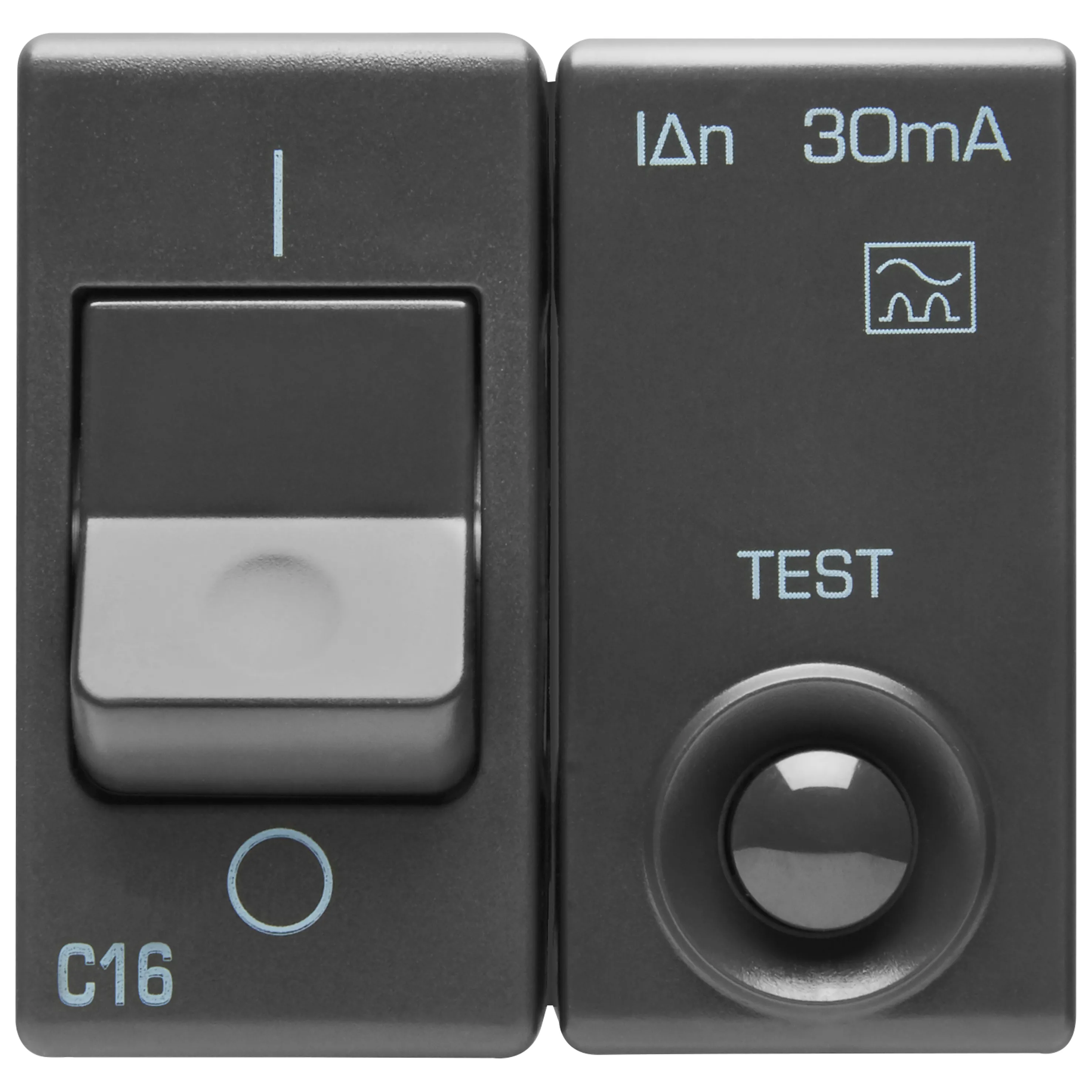 Intrerupator Miniatural De Curent Rezidual 230V C.A. Clasa A 1P+N 16A 3Ka 30Ma Caracteristica C 2 Module Sistem Negru Gewiss System GW21450