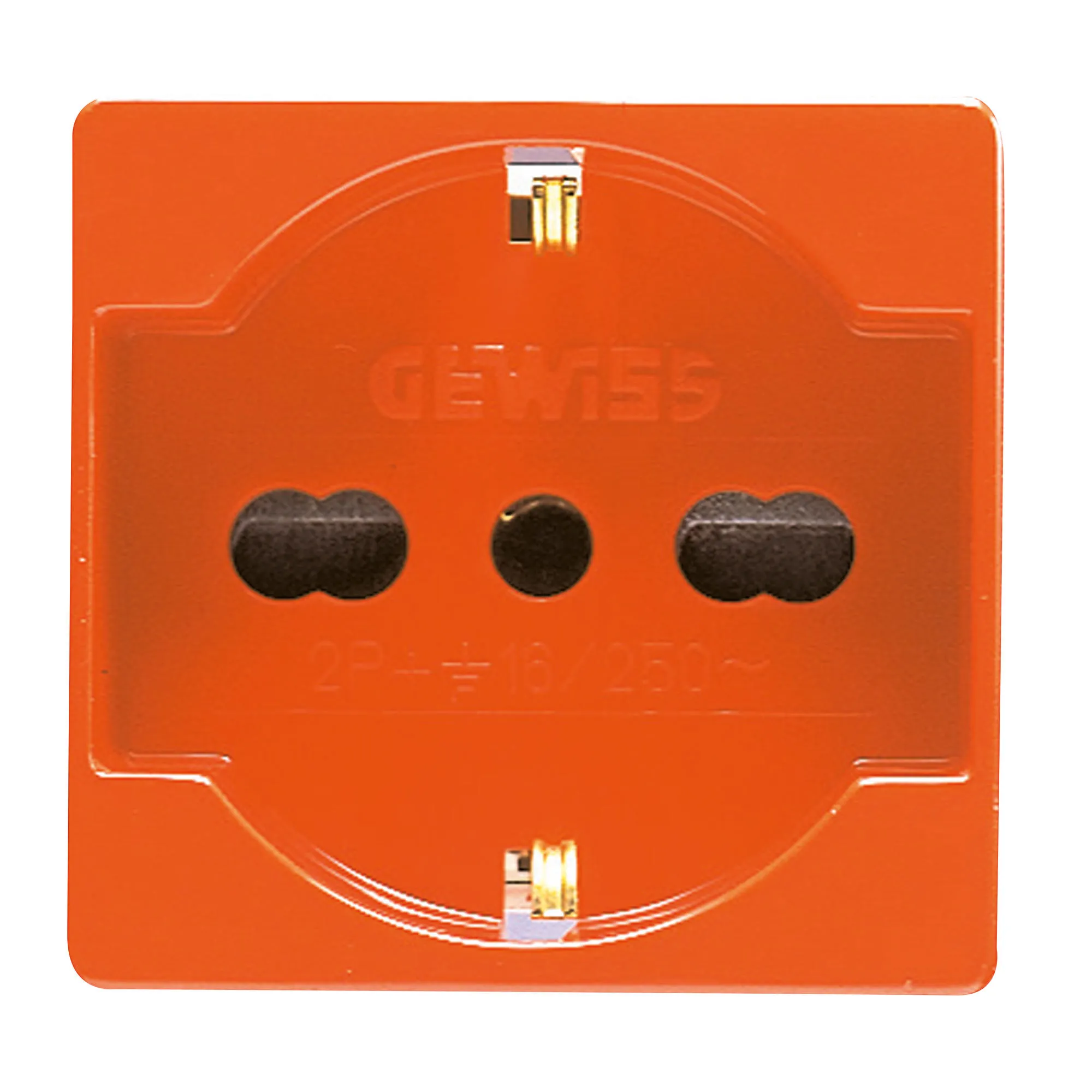 Priza, Standard, Italiana/Germana, 250V, C.A., Pentru, Linii, Dedicate, 2P+E, 16A, Cu, Amperaj, Dublu, P40, 2, Module, Portocaliu, Sistem, Gewiss, System, GW20287