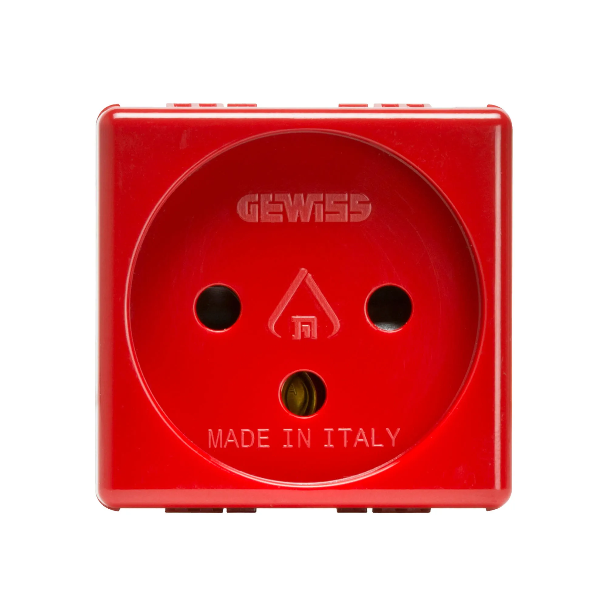 Priza, Standard, Israeliana, 250V, C.A., Pentru, Linii, Dedicate, 2P+E, 16A, 2, Module, Rosu, Sistem, Gewiss, System, GW20298