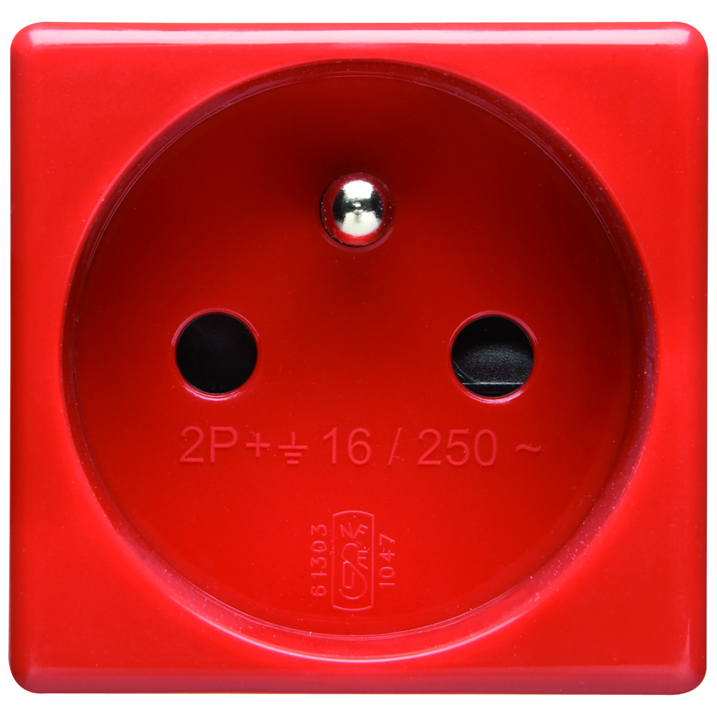 Priza, Standard, Franceza, 250V, C.A., Pentru, Linii, Dedicate, 2P+E, 16A, 2, Module, Rosu, Sistem, Gewiss, System, GW20312