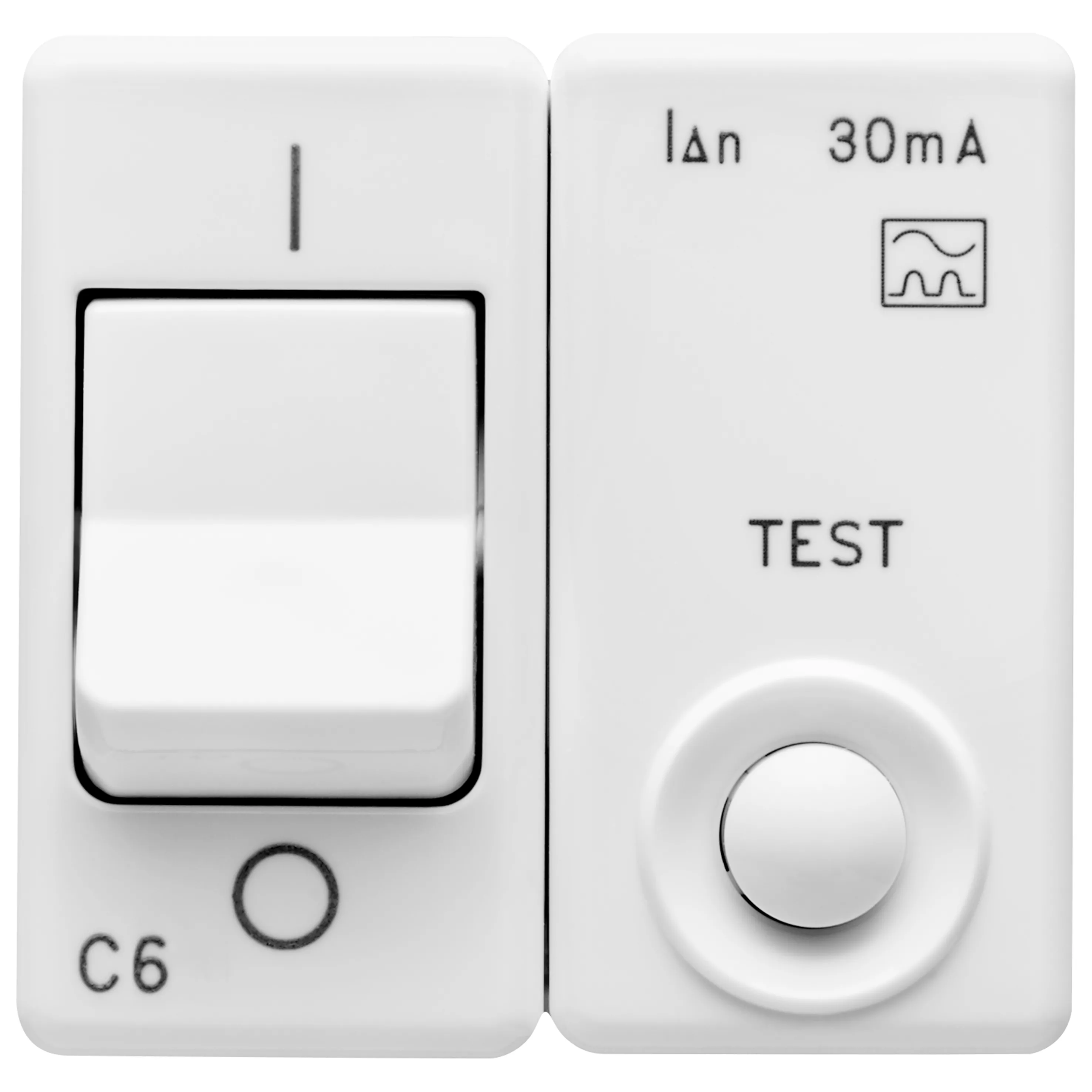 Intrerupator Miniatural De Curent Rezidual 230V C.A. Clasa A 1P+N 6A 3Ka 30Ma Caracteristica C 2 Module Sistem Alb Gewiss System GW20448