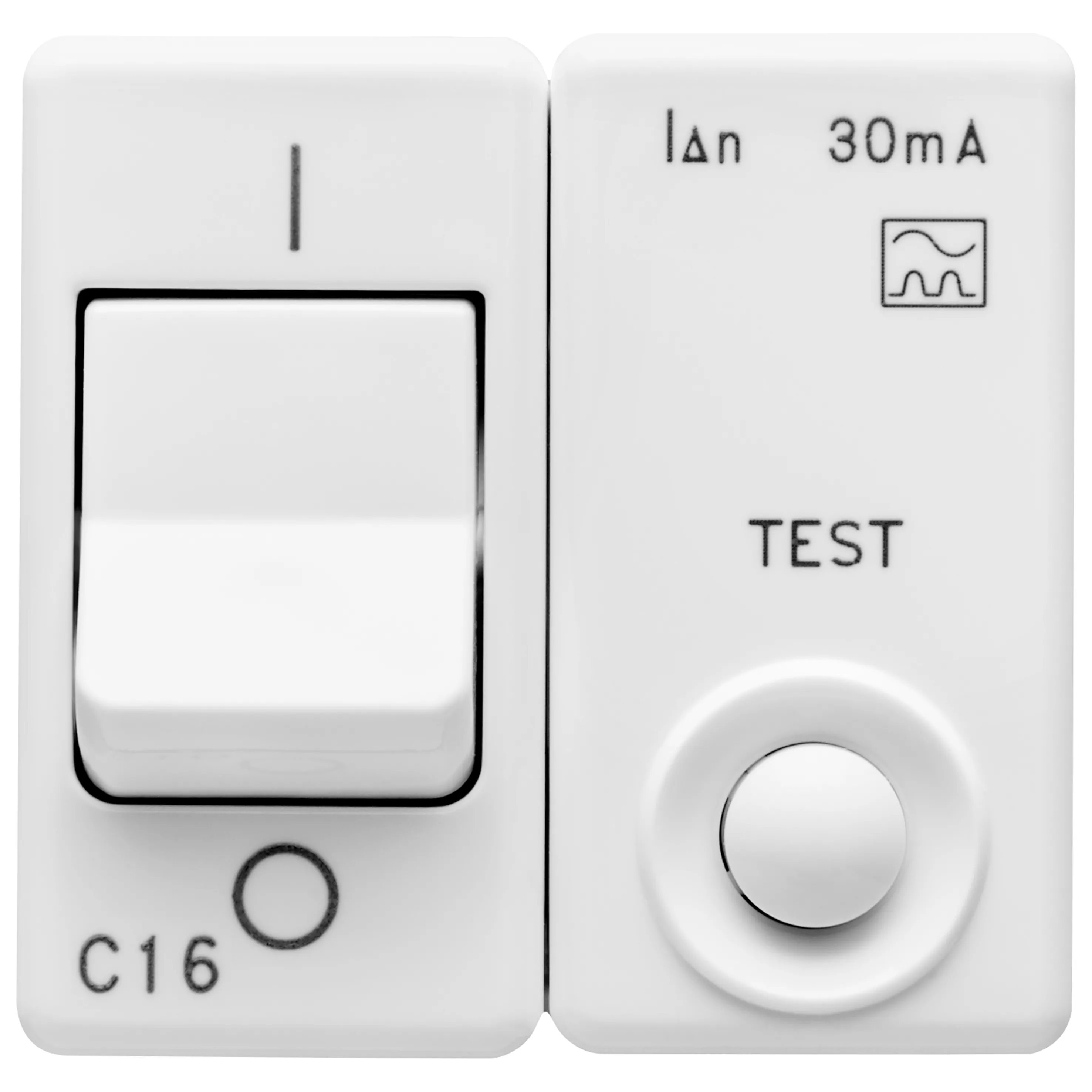 Intrerupator Miniatural De Curent Rezidual 230V C.A. Clasa A 1P+N 16A 3Ka 30Ma Caracteristica C 2 Module Sistem Alb Gewiss System GW20450