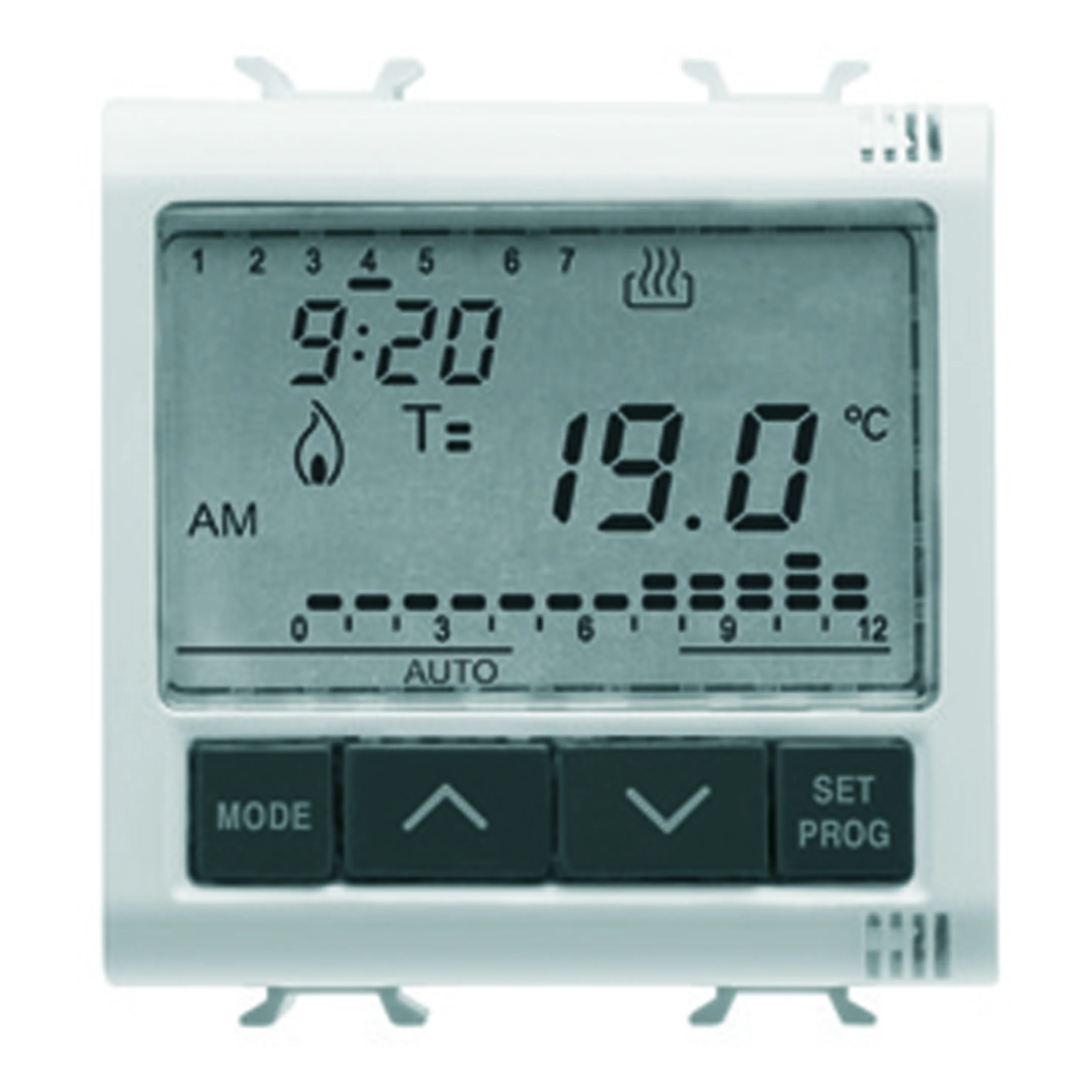 Termostat, Temporizat, Programare, Zilnica/Saptamanala, 230V, C.A., 50/60Hz, 2, Module, Sistem, Alb, Gewiss, System, GW20827 