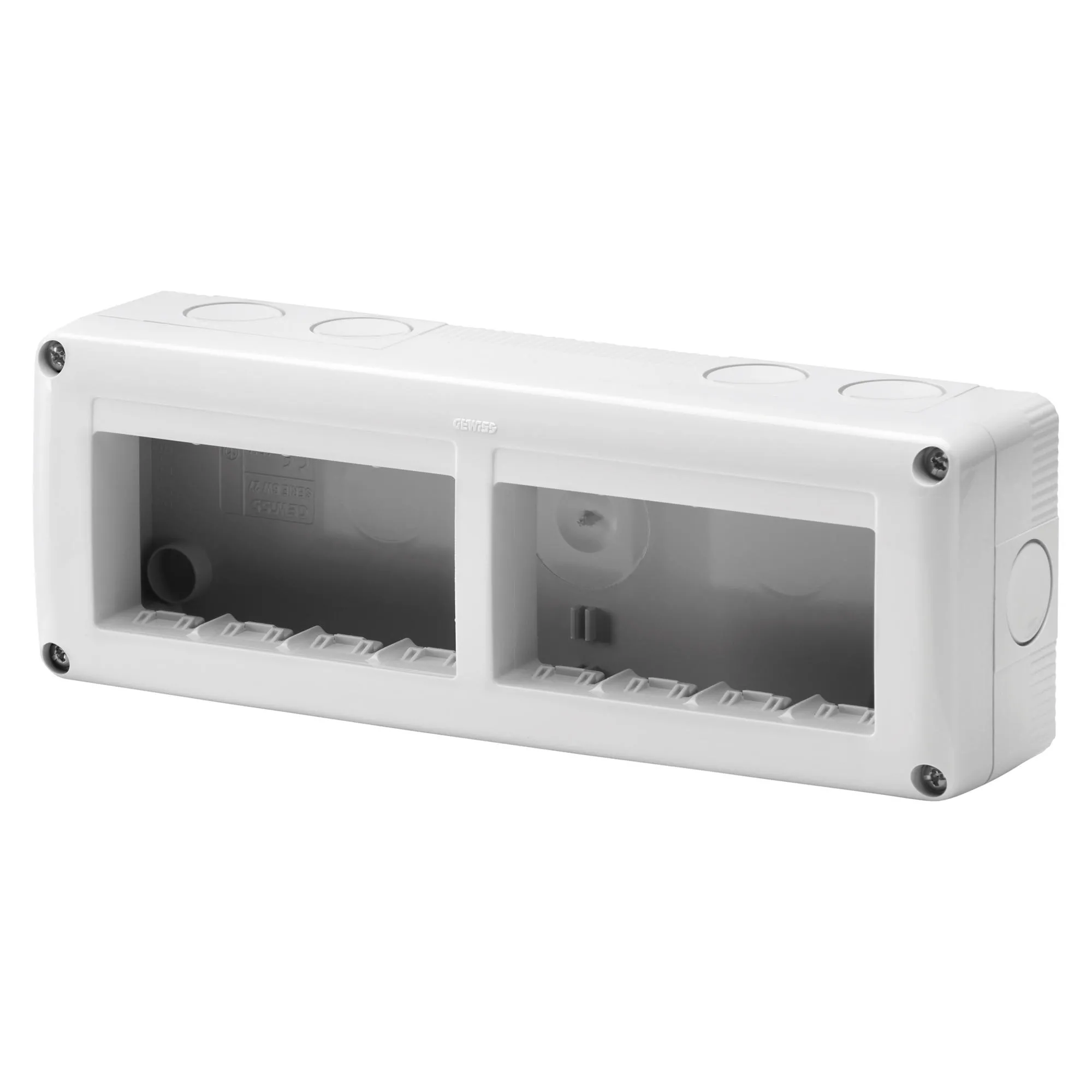 Carcasa, Protejata, Pentru, Dispozitivele, Sistemului, MultIPlu, Orizontal, 8, Circuite, Modul, 4X2, Ral, 7035, Gri, IP40, Gewiss, System, GW27006 