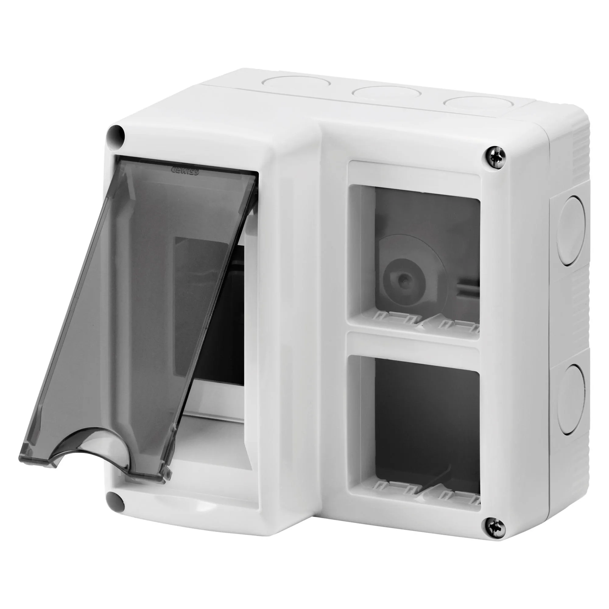 Carcasa, Protejata, Pentru, Instalarea, Combinata, A, Dispozitivelor, Modulare, Din, Si, A, Sistemului, 2, Module, Din, 4, Module, De, Sistem, Modul, 2X2, IP40, Gri, Ral, 7035, Gewiss, System, GW27071