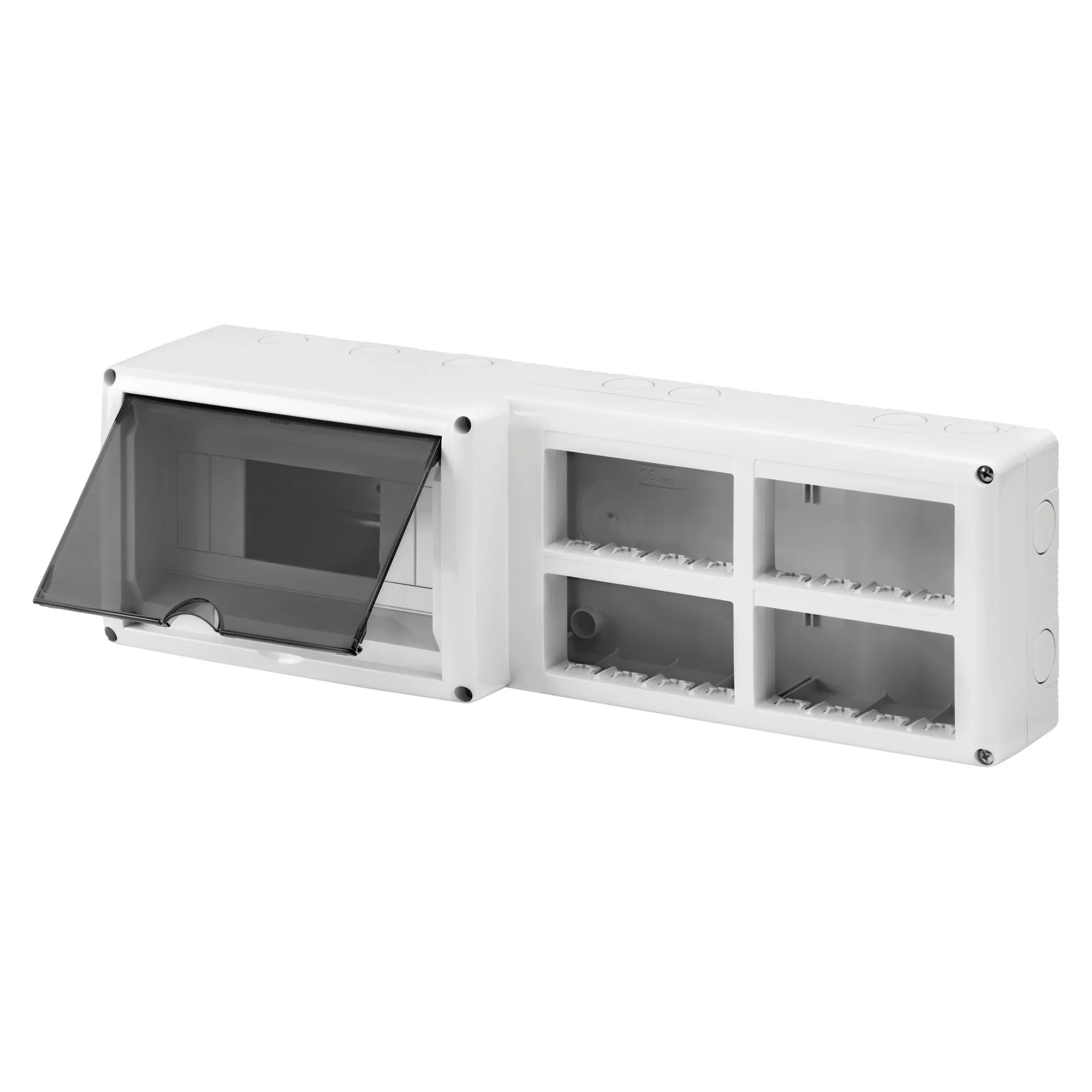 Carcasa, Protejata, Pentru, Instalarea, Combinata, A, Dispozitivelor, Modulare, Din, Si, A, Sistemului, 8, Module, Din, 16, Module, De, Sistem, Modul, 4X4, IP40-Grey, Ral, 7035, Gewiss, System, GW27073