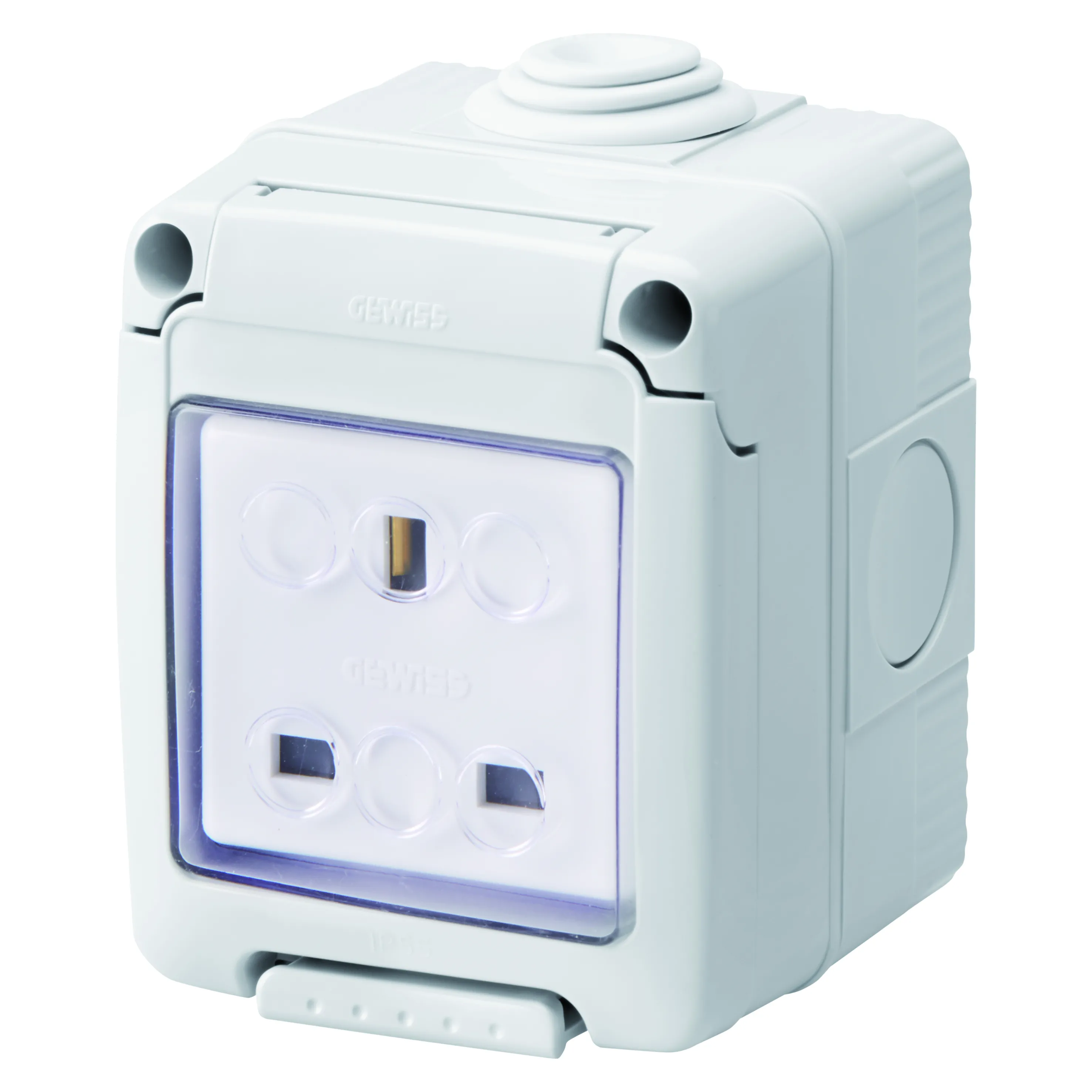 Carcasa, Etansa, Cu, Dispozitive, De, Sistem, Cu, Priza, 2P+E, 13, A, Standard, Britanic, IP55, Gri, Ral, 7035, Gewiss, System, GW27843