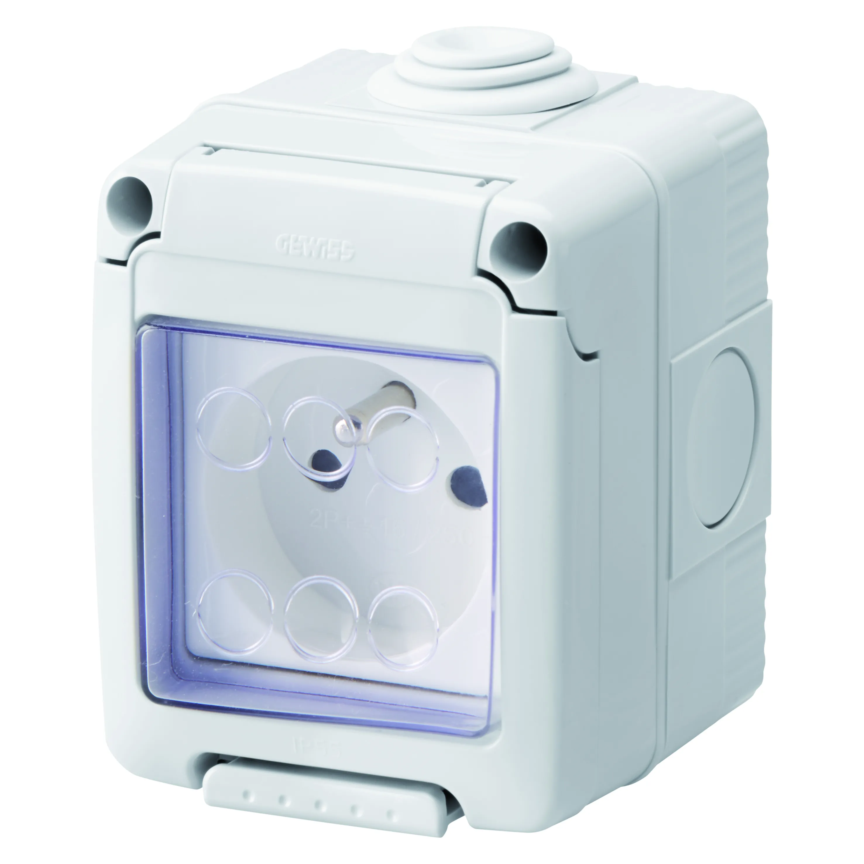Carcasa, Etansa, Cu, Dispozitive, De, Sistem, Cu, Priza, 2P+E, 10/16, A, Standard, Francez, IP55, Gri, Ral, 7035, Gewiss, System, GW27845