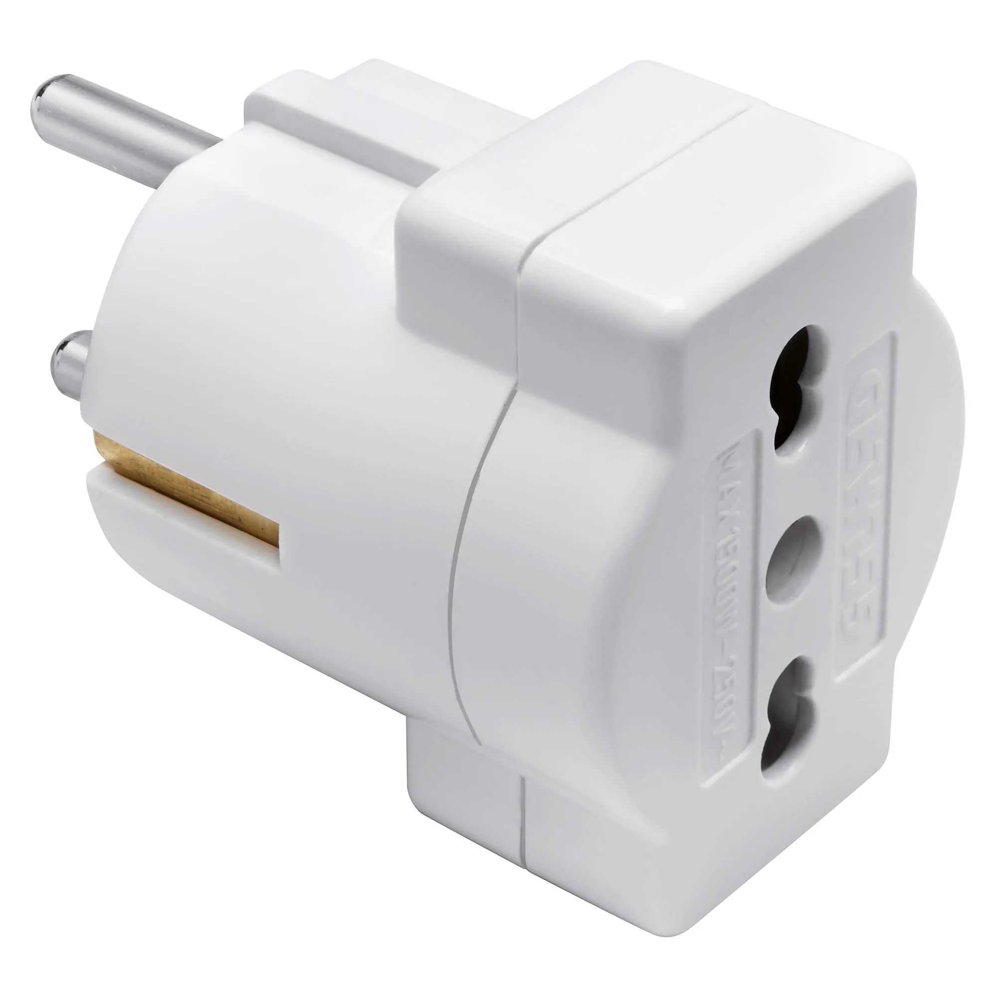 Adattatore, Semplice, 2P+E, 16A, Standard, German, Iesire, 2P+E, 16A, Standard, Italian/German, Alb, Gewiss, System, GW28415
