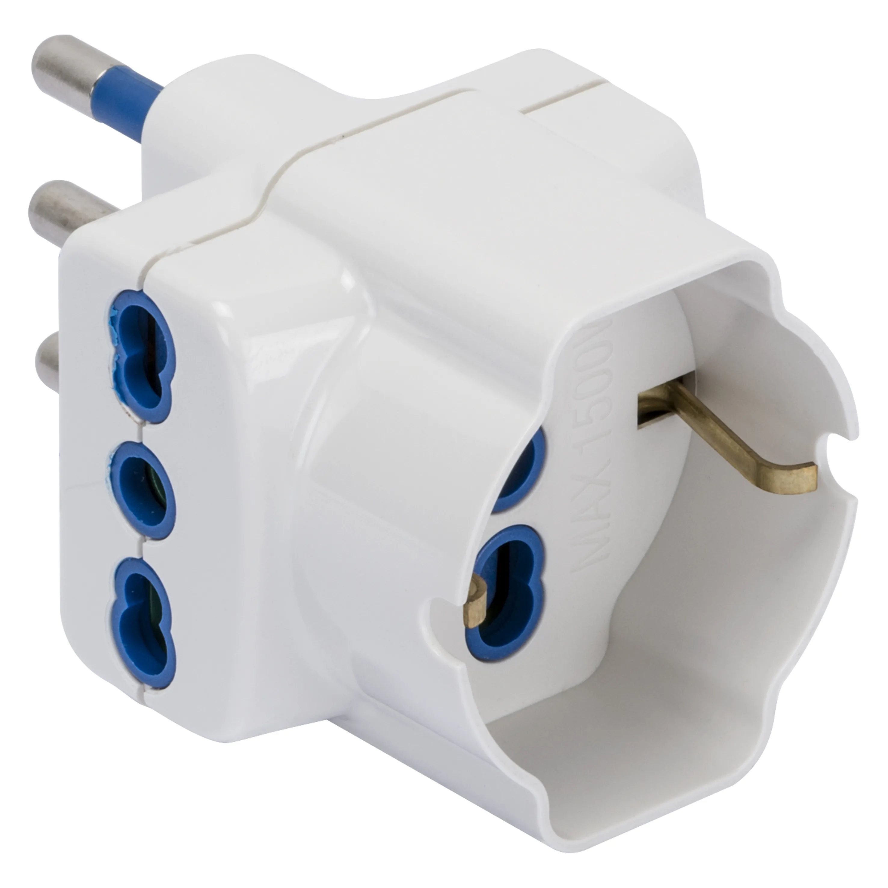 Adaptor, MultIPlu, 2P+E, 16A, S17, 2, Iesiri, Standard, Italian, 16A, Amperaj, Dublu, 1, Iesire, Standard, Italian/German, 16A, Amperaj, Dublu, Bianco, Gewiss, System, GW28417