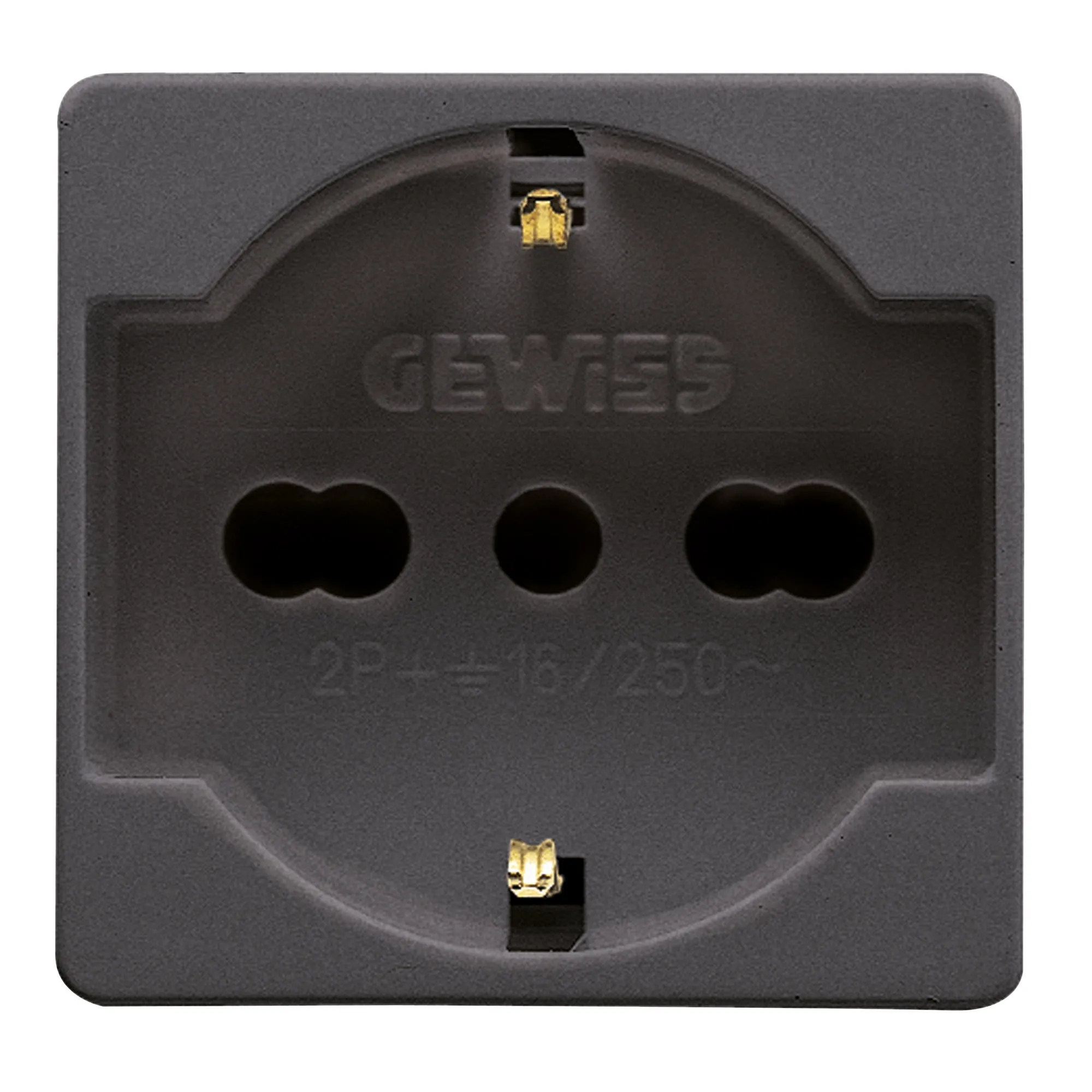 Priza, Standard, Italiana/Germana, 250V, C.A., 2P+E, 16A, Cu, Amperaj, Dublu, P40, 2, Module, Sistem, Negru, Gewiss, System, GW21246