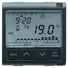 Termostat, Temporizat, Programare, Zilnica/Saptamanala, 230V, C.A., 50/60Hz, 2, Module, Sistem, Negru, Gewiss, System, GW21827 