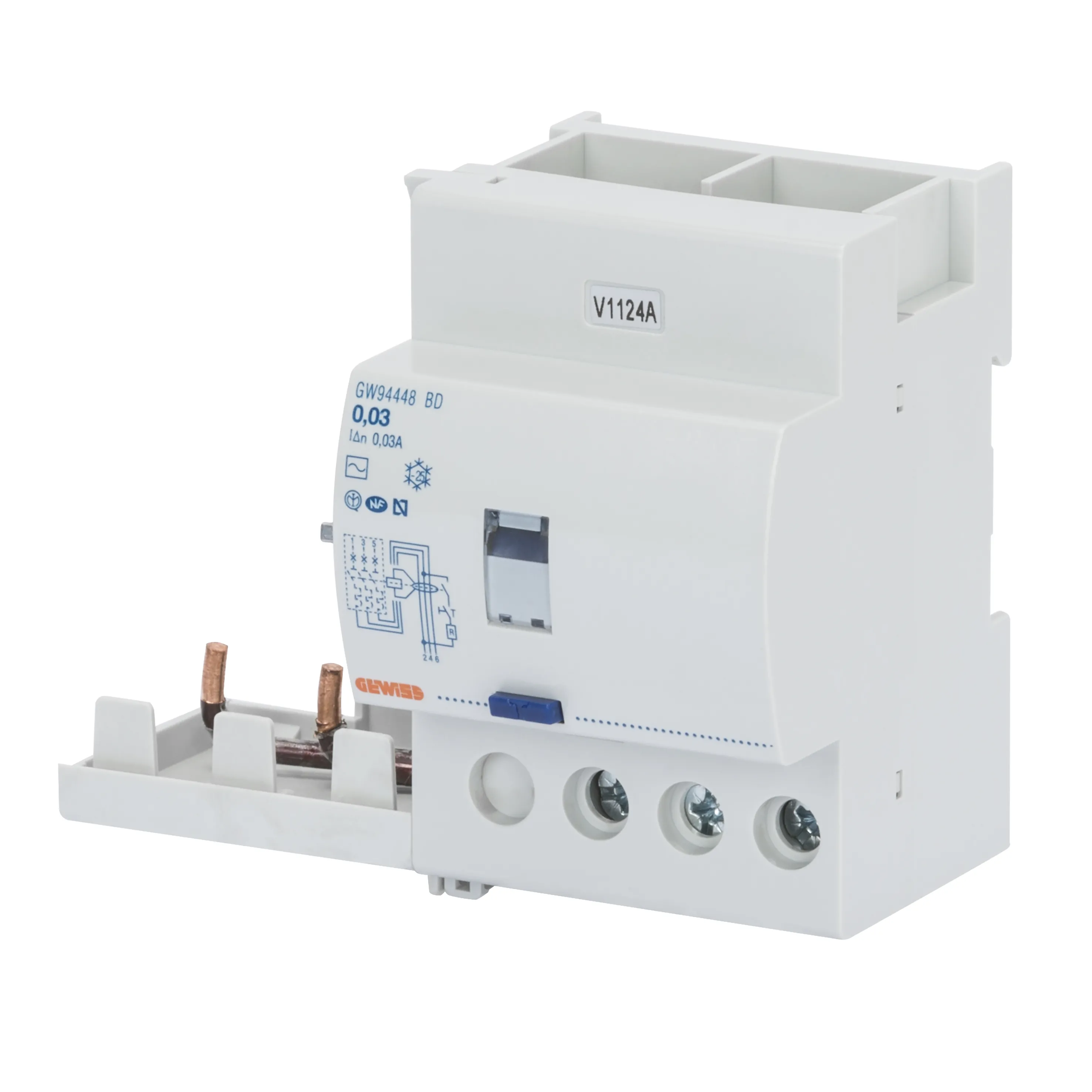 Bloc Diferential Pur RCCB Pentru Intrerupator MT 3P 63A Tip Ac Instantaneu Idn=30mA 3.5 Module Gewiss GW94448