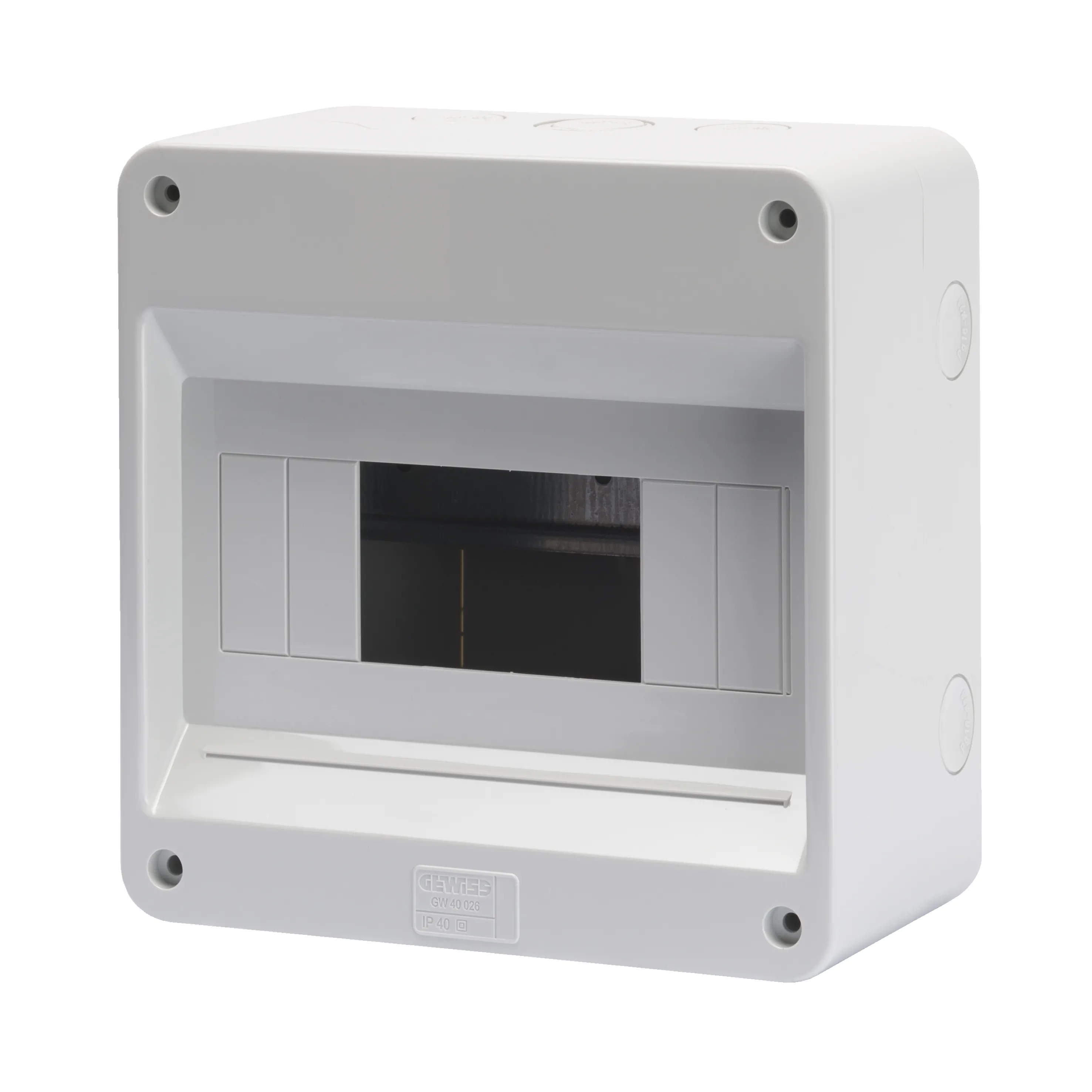 Carcasa tablou montaj aparent pre-aranjat - fara usa - pereti cu perforatie centru - 8 module - ip40 gewiss gw40026