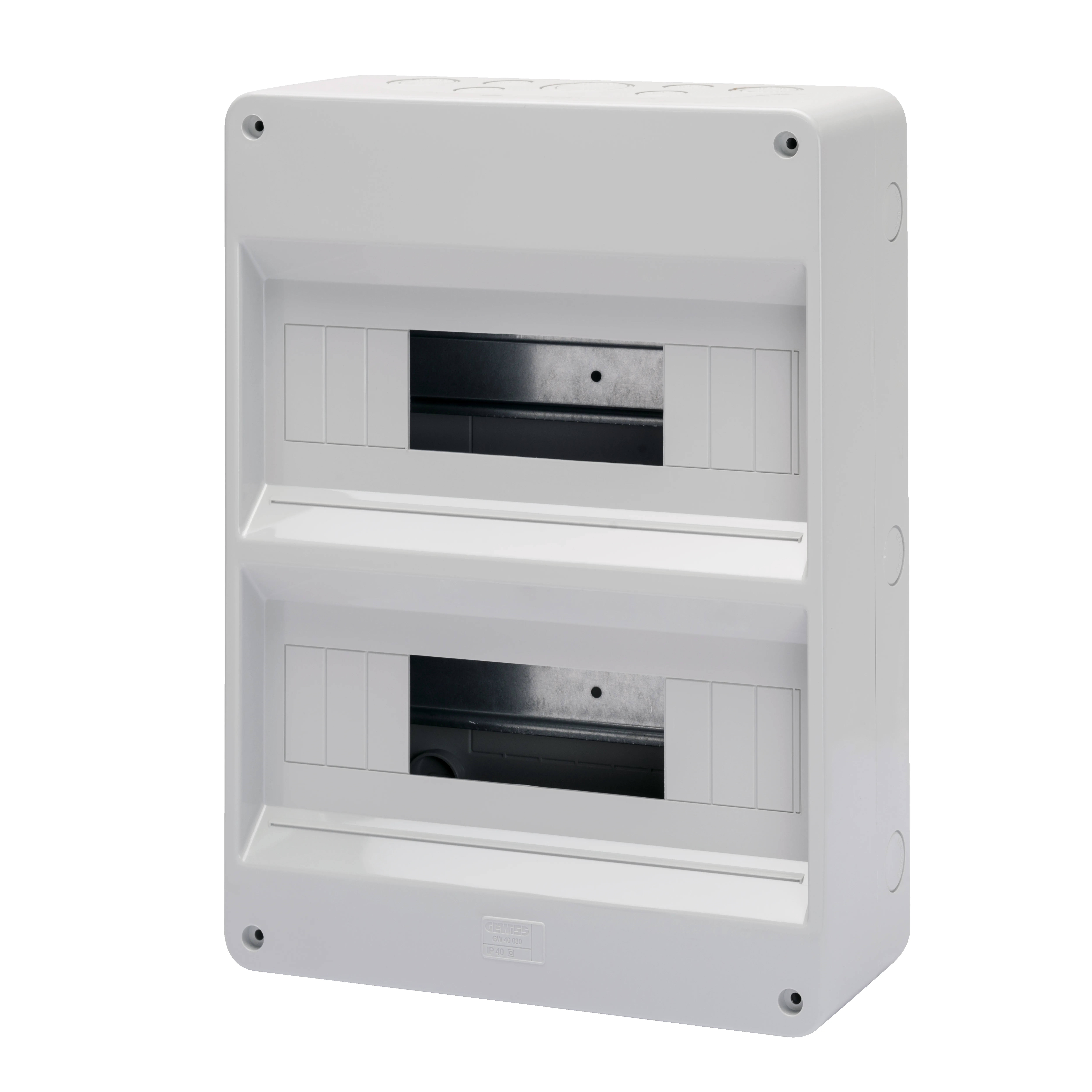 Carcasa tablou montaj aparent pre-aranjat - fara usa - pereti cu perforatie centru - 24+2 module - ip40 gewiss gw40030