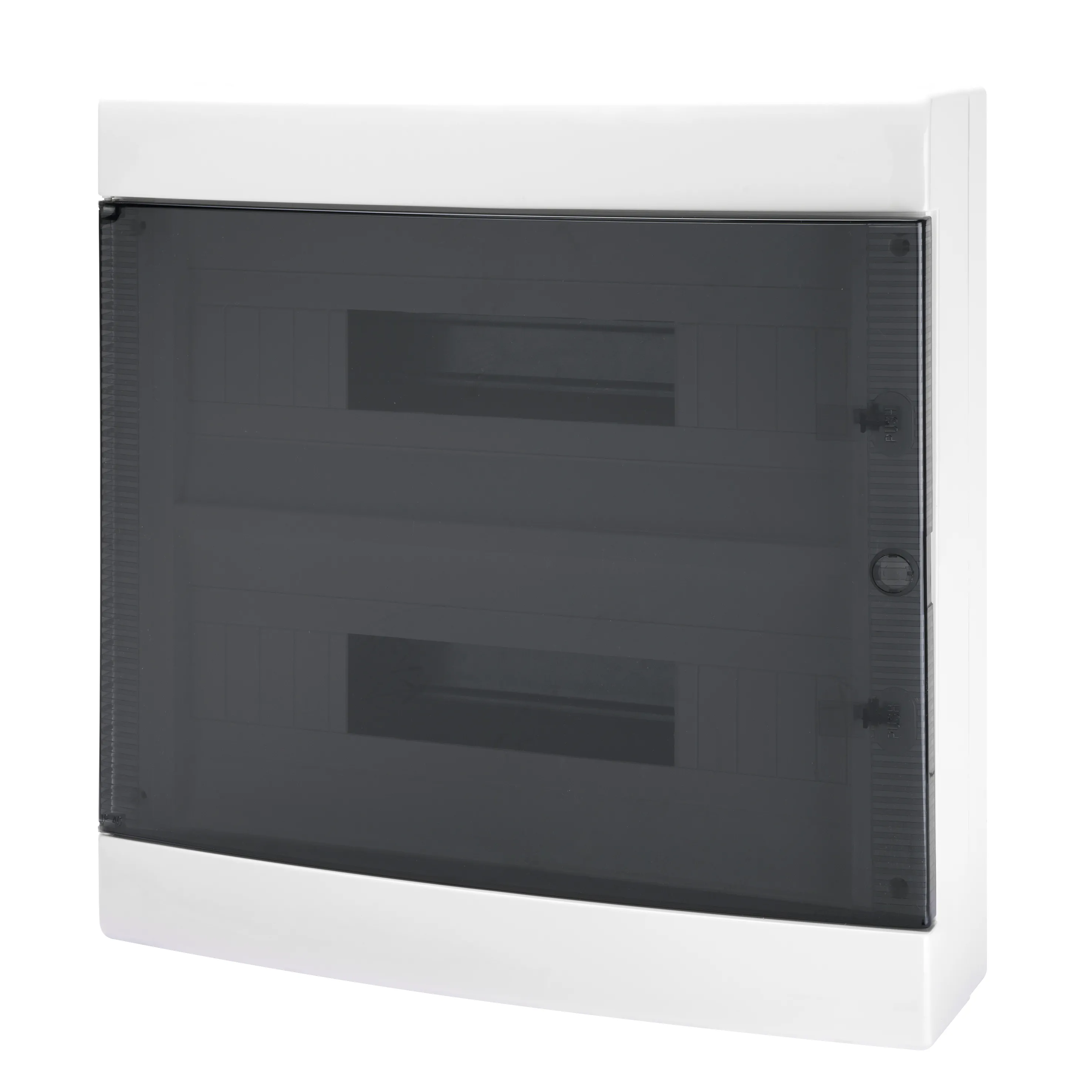 Tablou de Distributie Montaj Aparent cu Usa Transparenta Fumurie - cu Bloc Terminal N 2 X [(3X16)+(17X10)] E 2 X [(3X16)+(17X10)] - (18X2) 36 Module IP40 Gewiss GW40049BD
