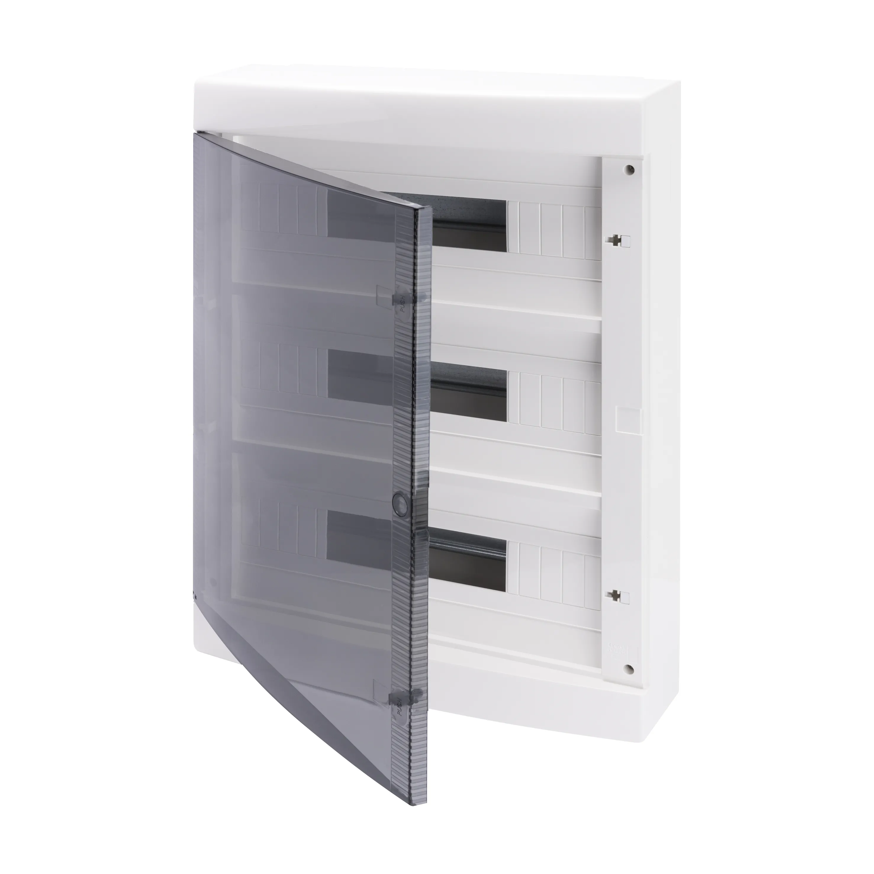 Tablou de distributie montaj aparent cu usa transparenta fumurie - pre-aranjat pentru blocul de borne - (18x3) 54 module ip40 gewiss gw40051