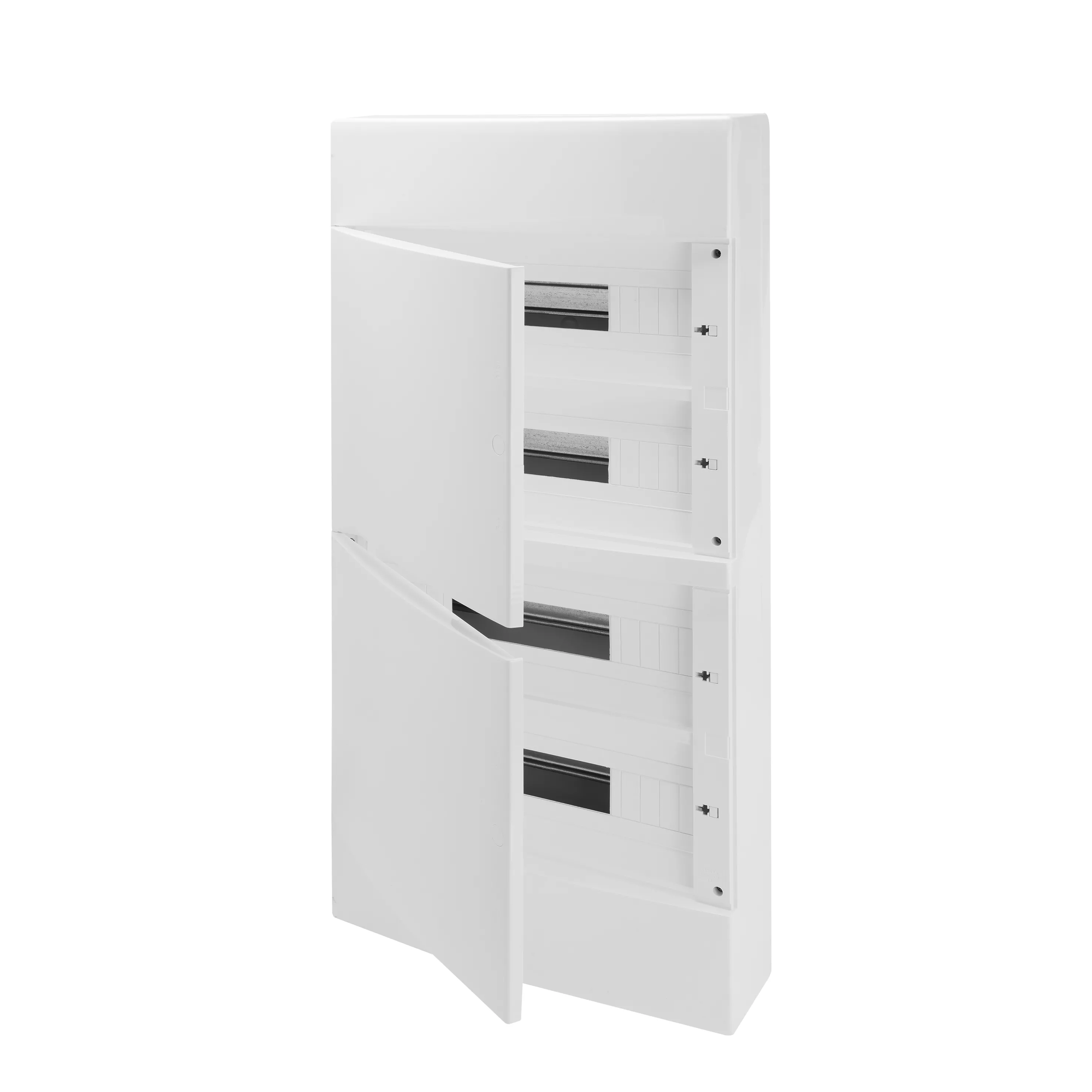 Tablou de Distributie Montaj Aparent - Cu Bloc Terminal N 2 X [(3X16)+(17X10)] E 2 X [(3X16)+(17X10)] - Usa Alb Opac - (18X4) 72 Module IP40 Gewiss GW40073BD