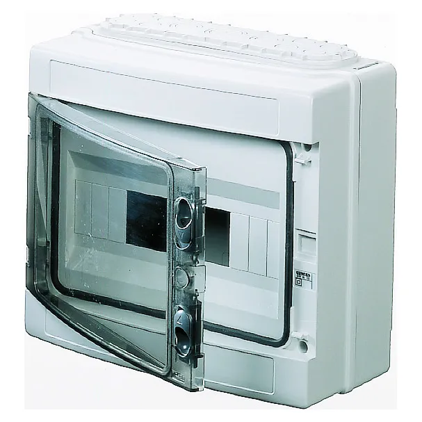 Tablou De Distributie - Standard German - 12 Module - IP65 - Regleta De Borne Si Flanse Interschimbabile - Cu Usa Transparenta Fumurie Gewiss GW40123