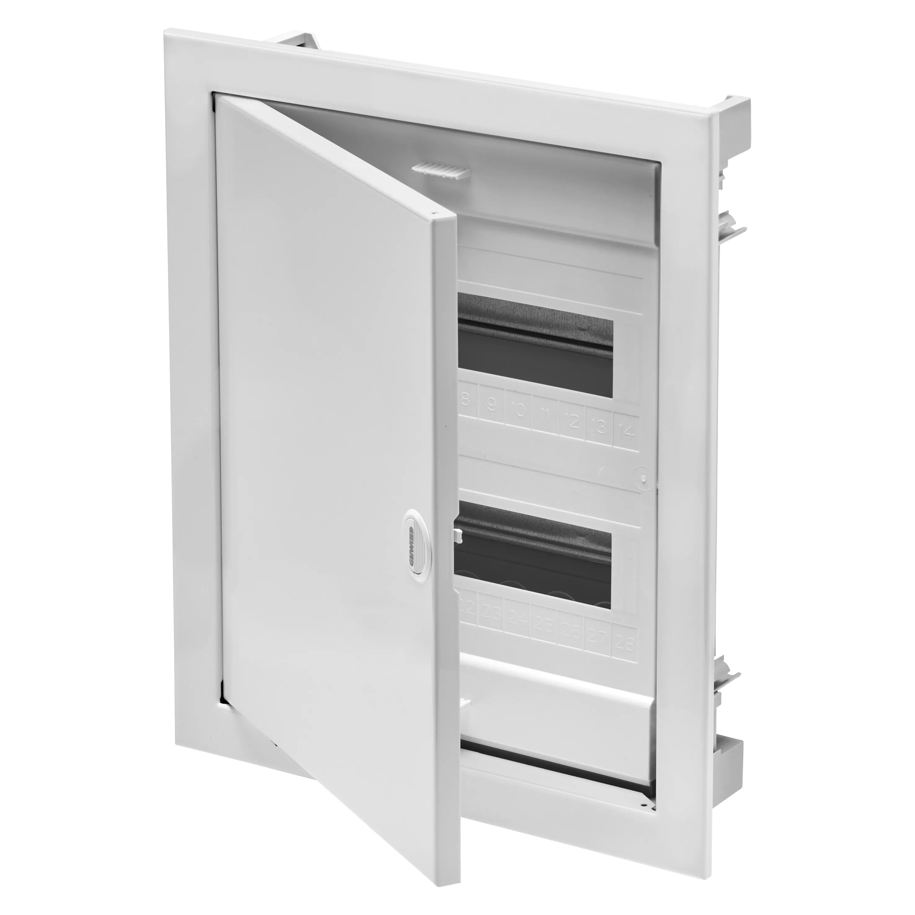 Carcasa Tablou Incastrat in Pereti Din Zidarie 24 Module - Cu Usa Alb Opac Si Cadru Metalic - IP40 Gewiss GW40152N